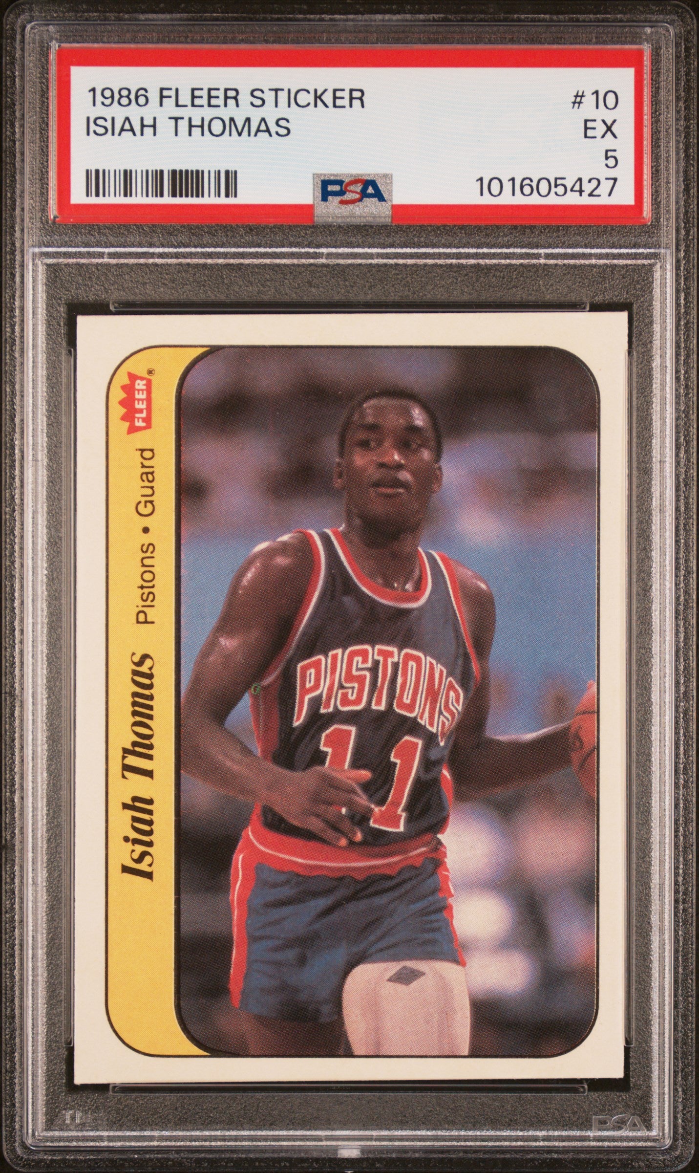 1986 Fleer Basketball Sticker Isiah Thomas #10 PSA 5