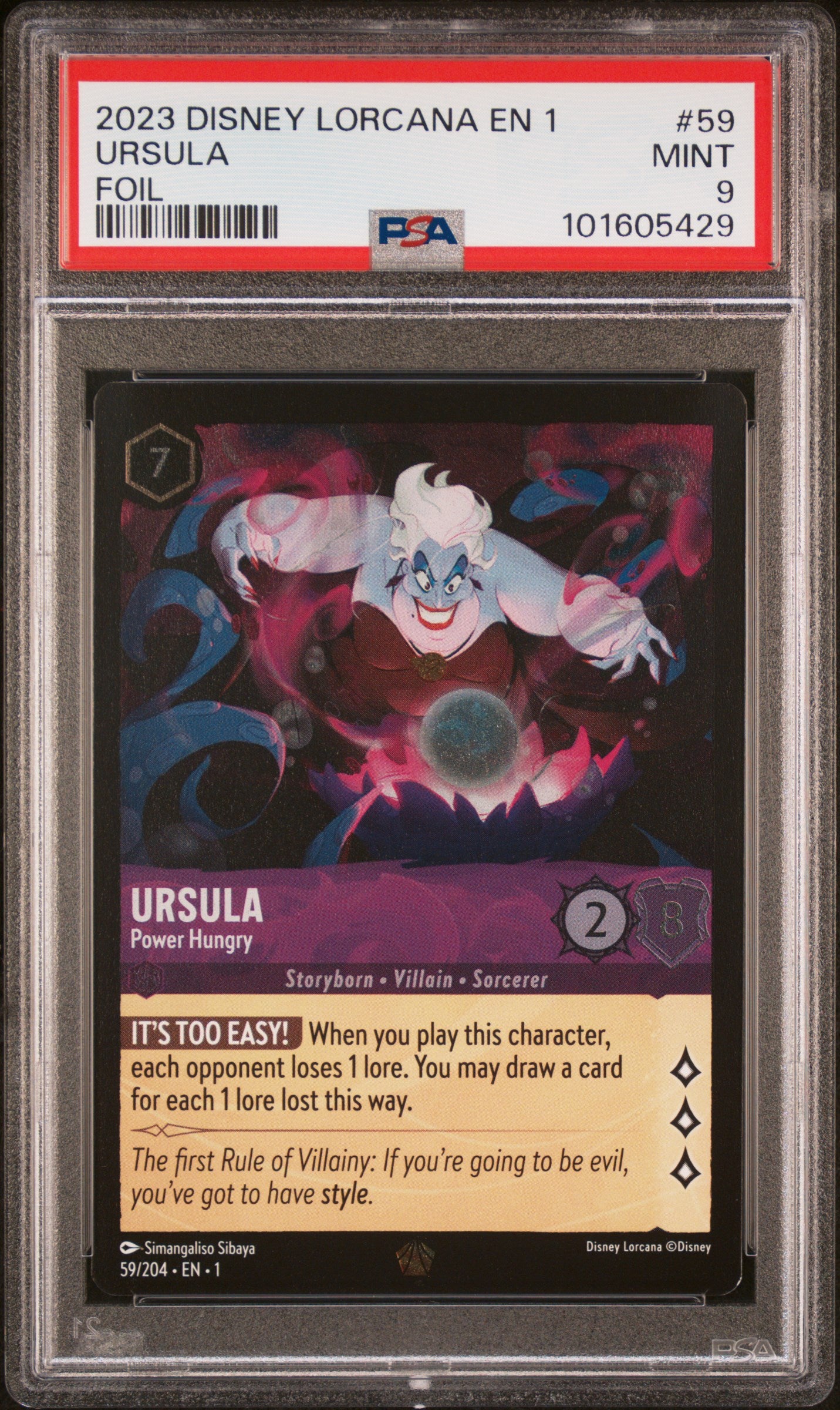 2023 Disney Lorcana The First Chapter Foil Ursula #59 PSA 9