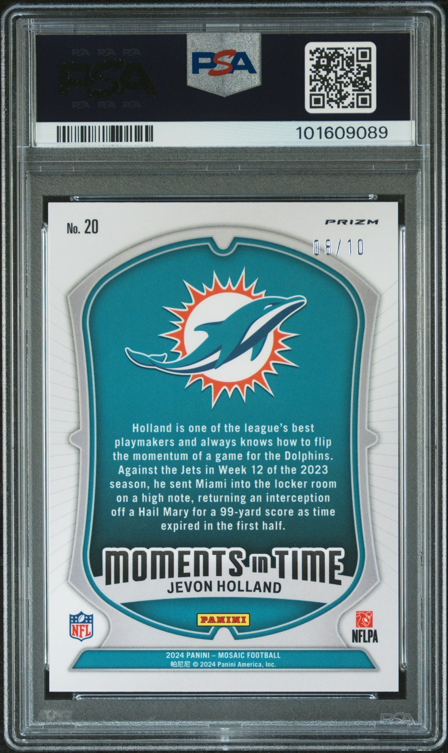 2024 Panini Mosaic Moments in Time Gold Jevon Holland #20 Prizm /10 PSA 10