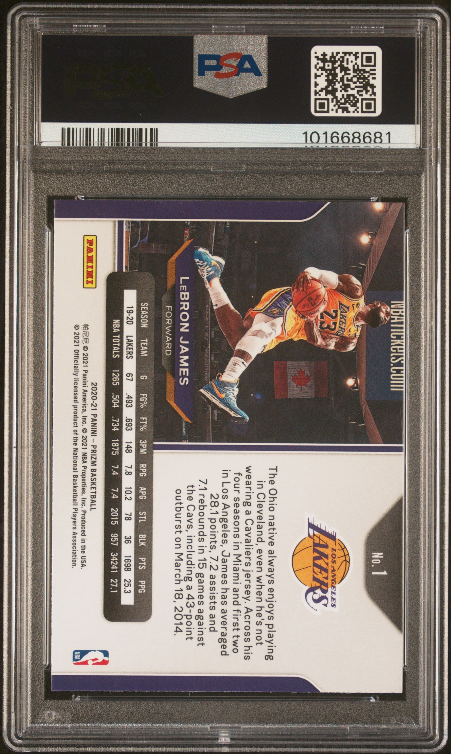 2020 Prizm #1 LeBron James PSA 8