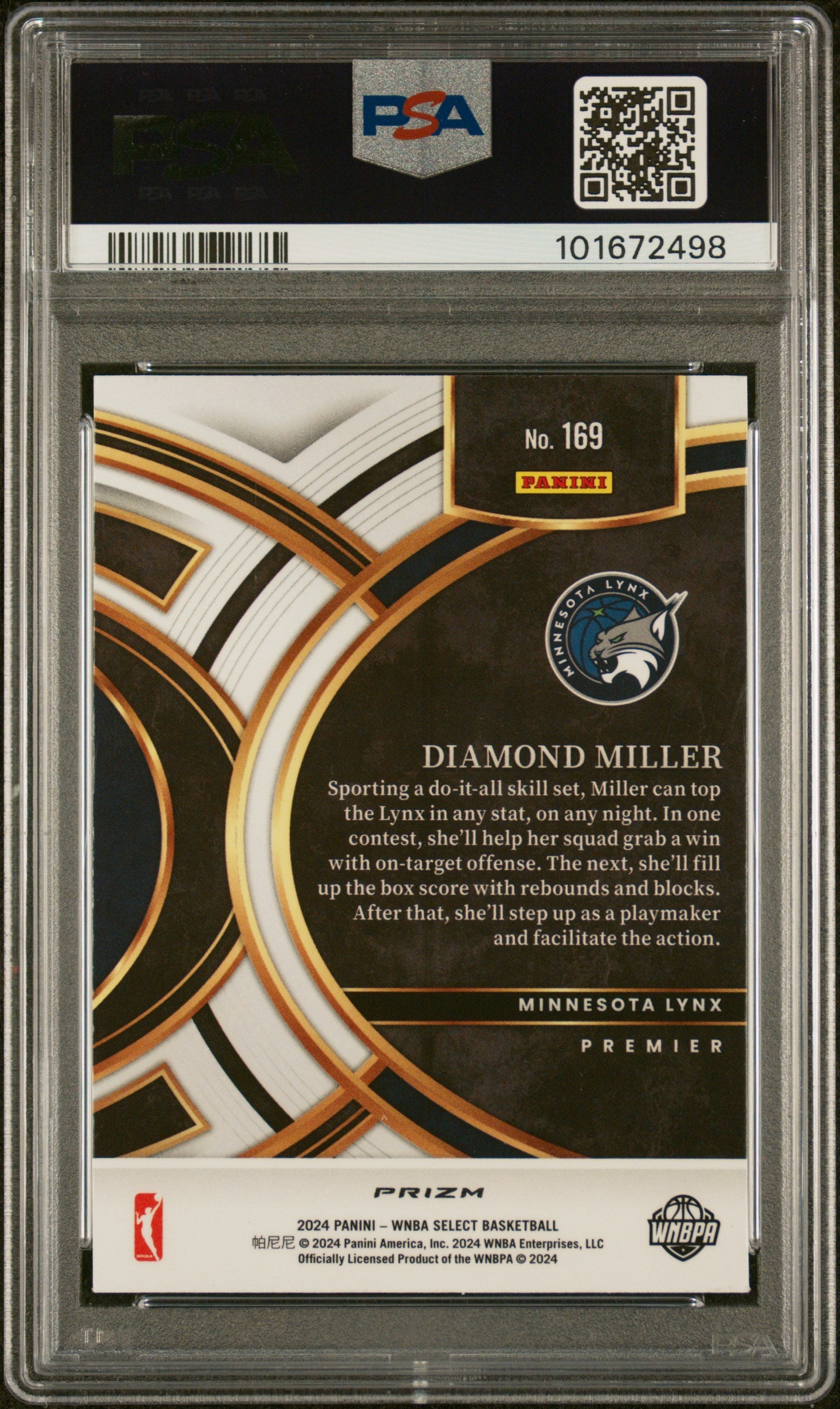 2024 Panini Select Tiger Prizm Diamond Miller #169 PSA 9