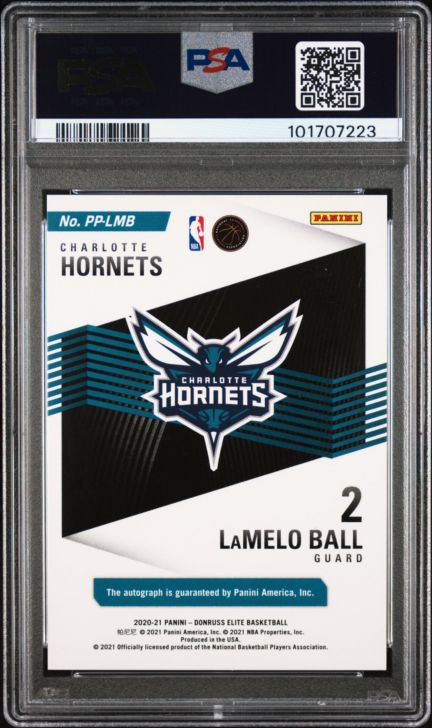 2020 Panini Donruss Elite Pen Pals Autographs LaMelo Ball #PP-LMB RC Auto PSA 9