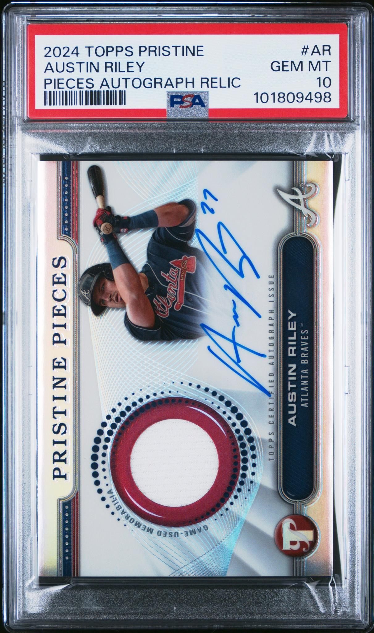 2024 Pristine #AR Austin Riley Pristine Pieces Autograph Relic Auto PSA 10