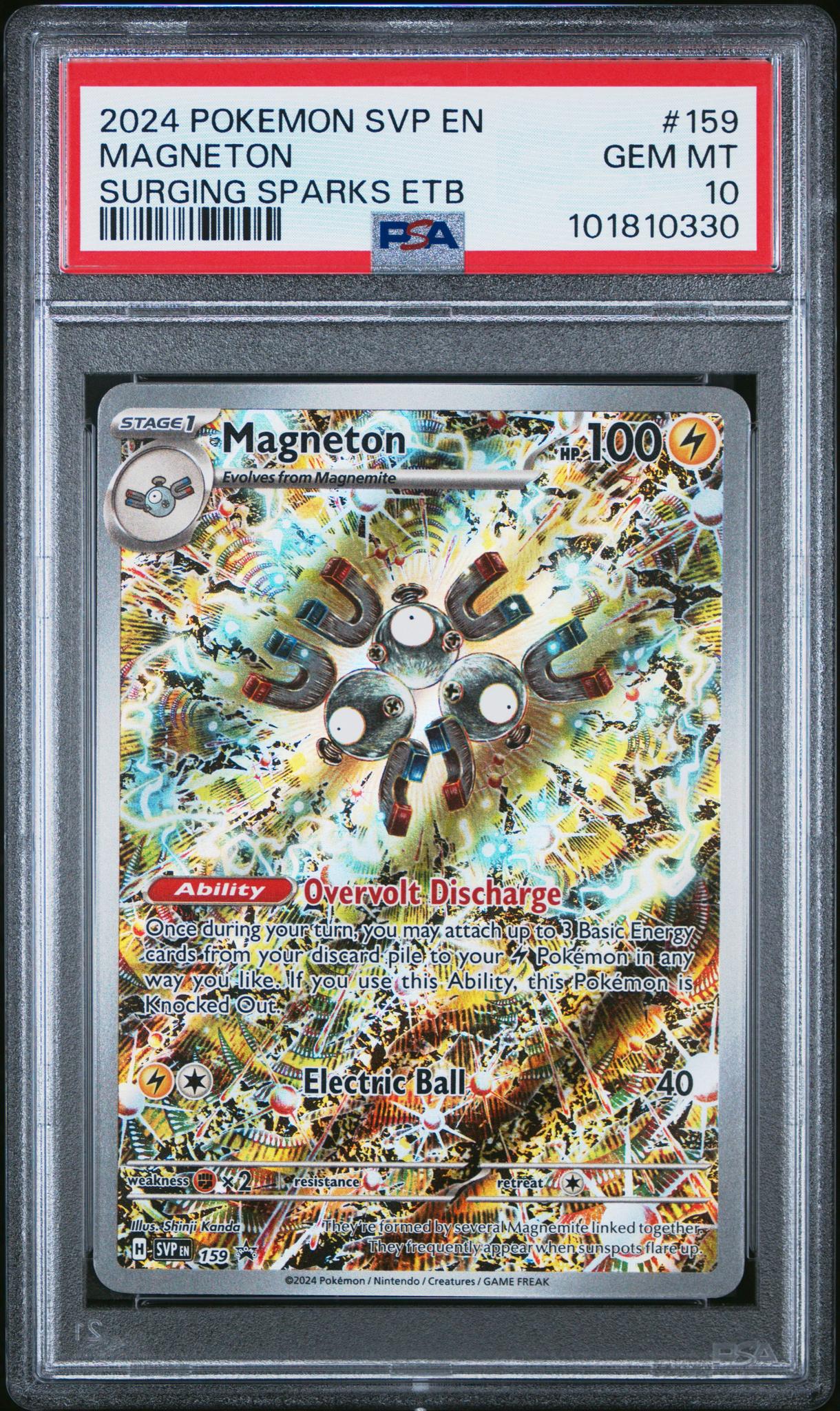 2024 Pokemon #159 Magneton Surging Sparks ETB PSA 10