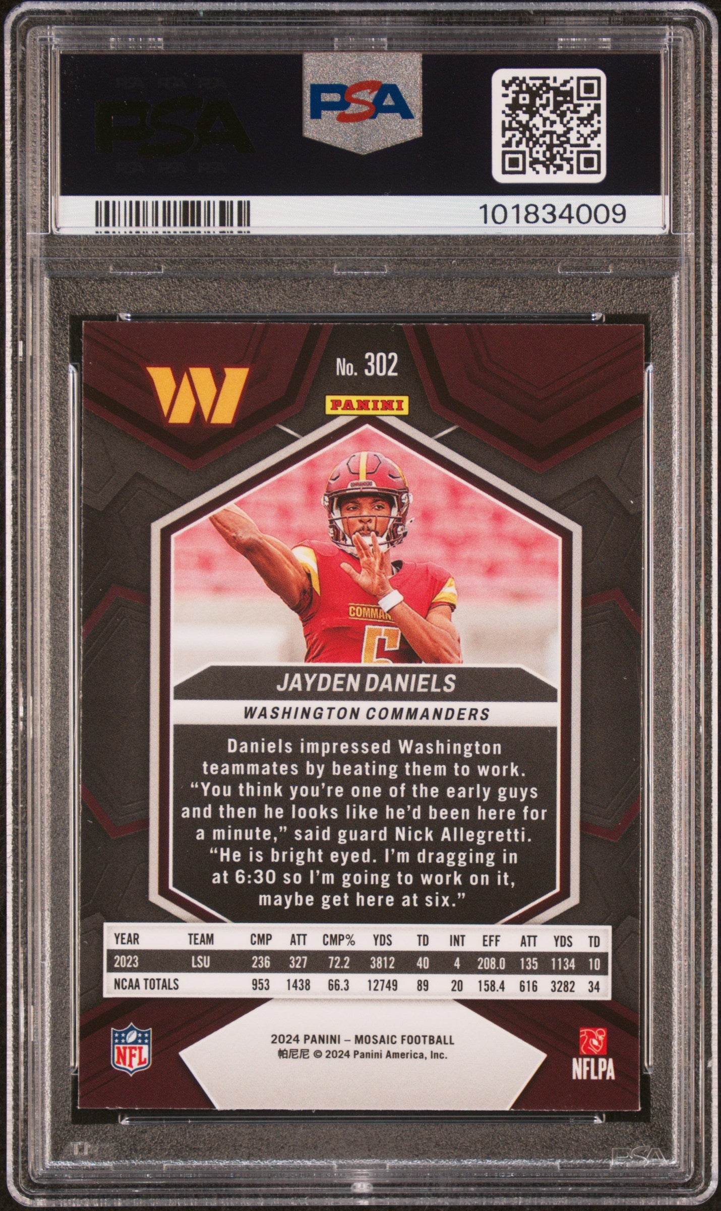 2024 Panini Mosaic Jayden Daniels #302 PSA 9