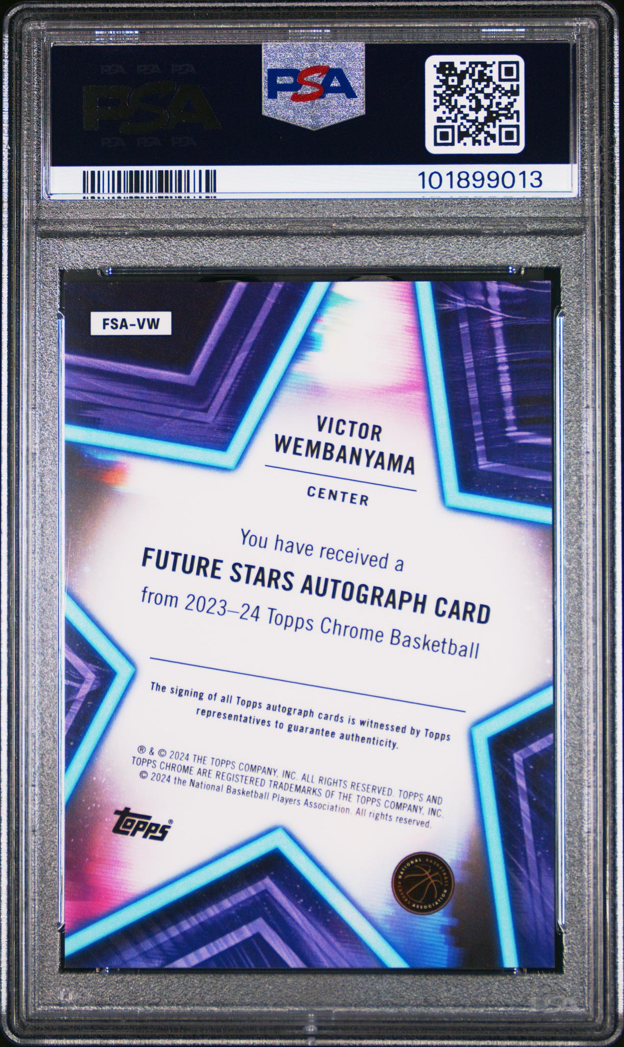 2023 Topps Chrome Future Stars Autograph Victor Wembanyama #FSAVW RC Auto PSA 9