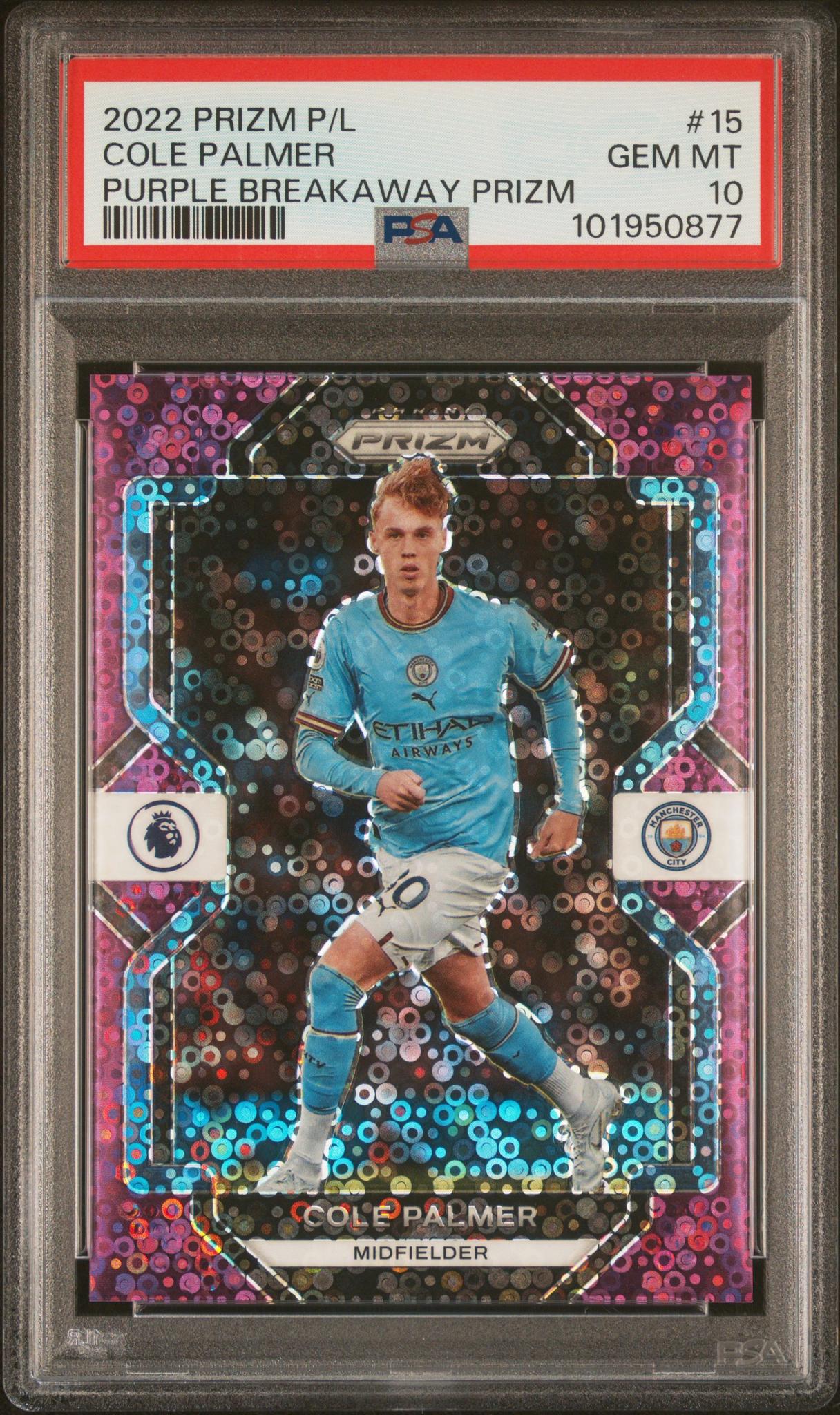 2022 Panini Prizm EPL Purple Breakaway Prizm Cole Palmer #15 /25 PSA 10