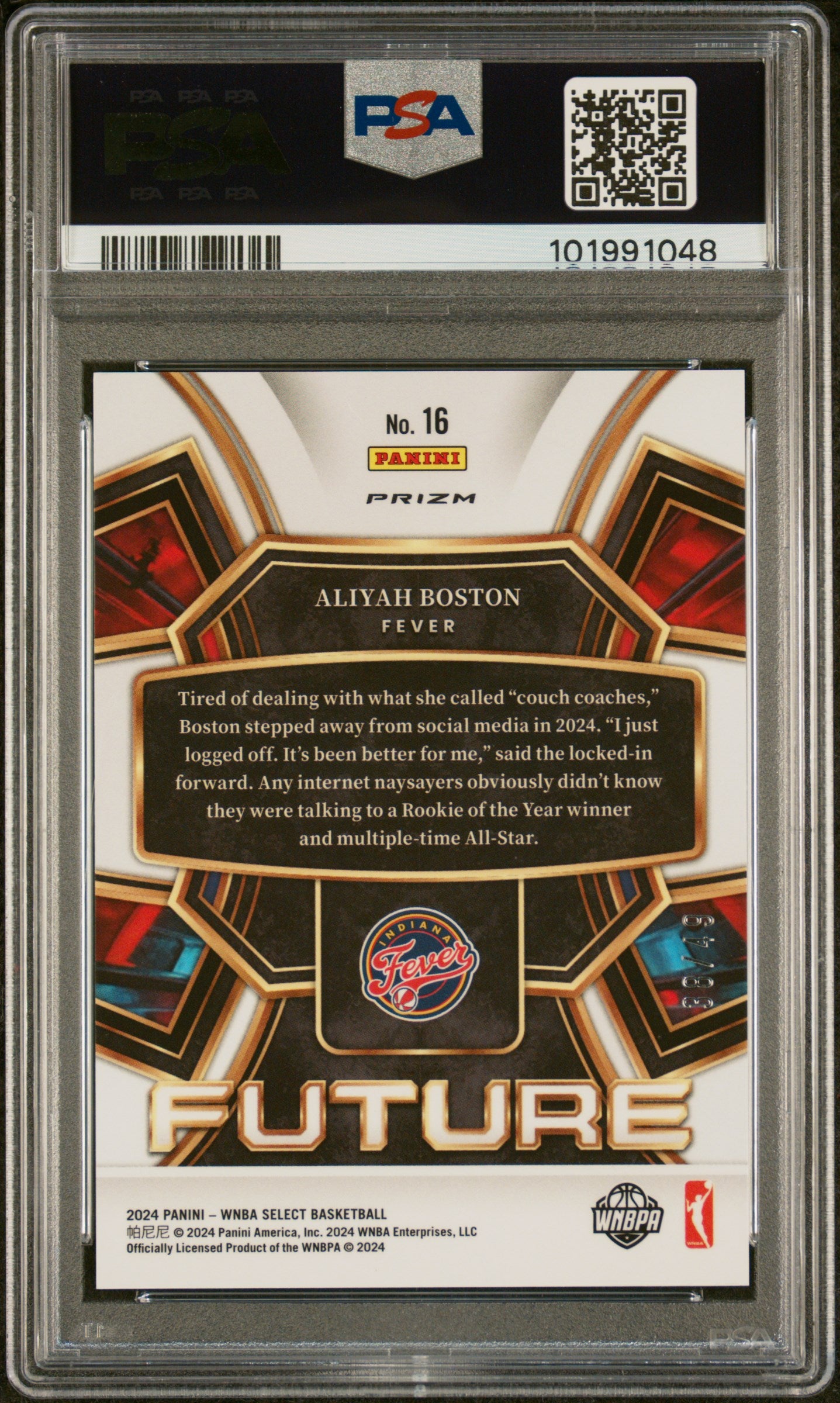 2024 Panini Select WNBA Future Blue Prizm Aliyah Boston #16 PSA 10