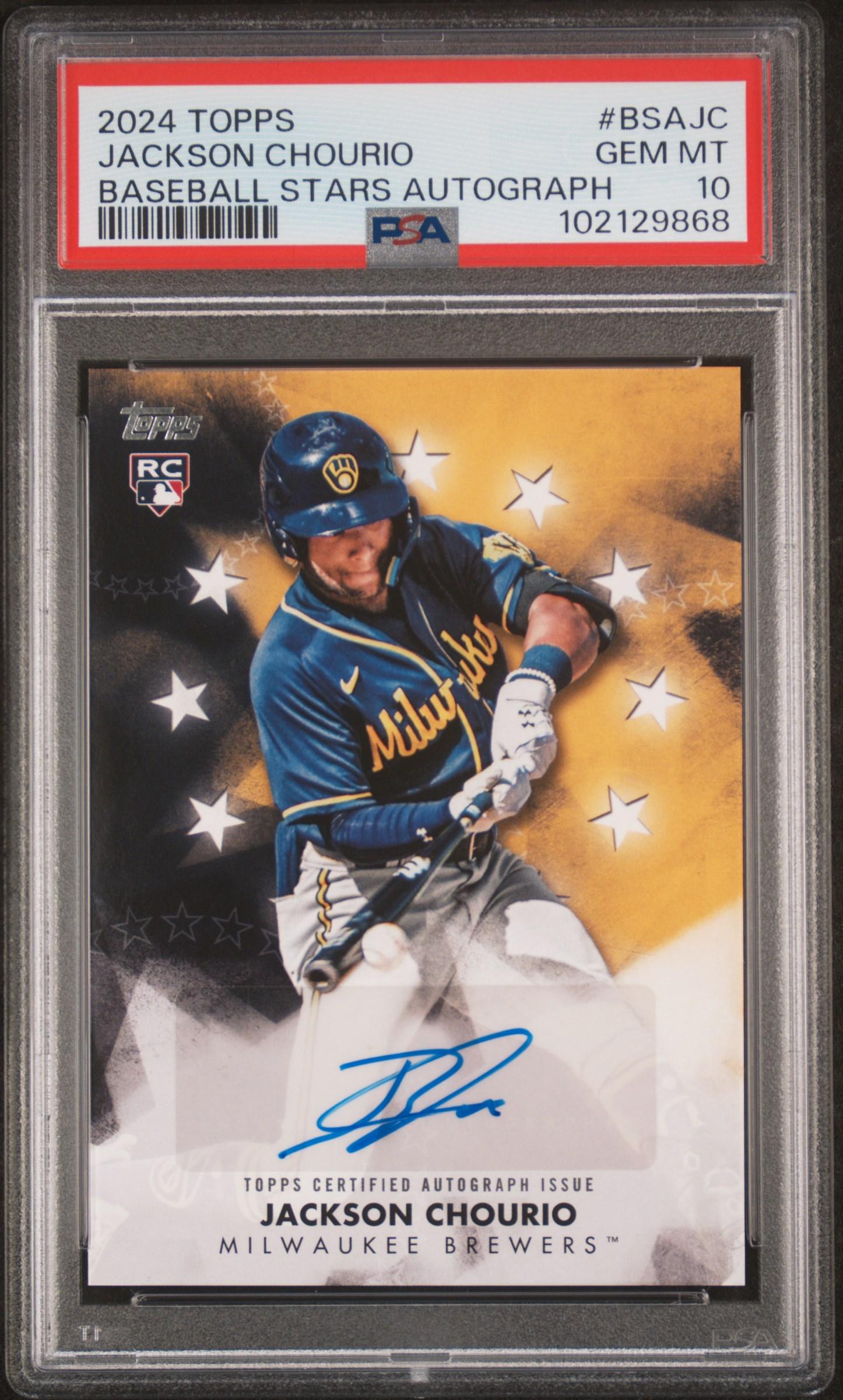 2024 Topps Baseball Stars Jackson Chourio #BSAJC RC Auto PSA 10