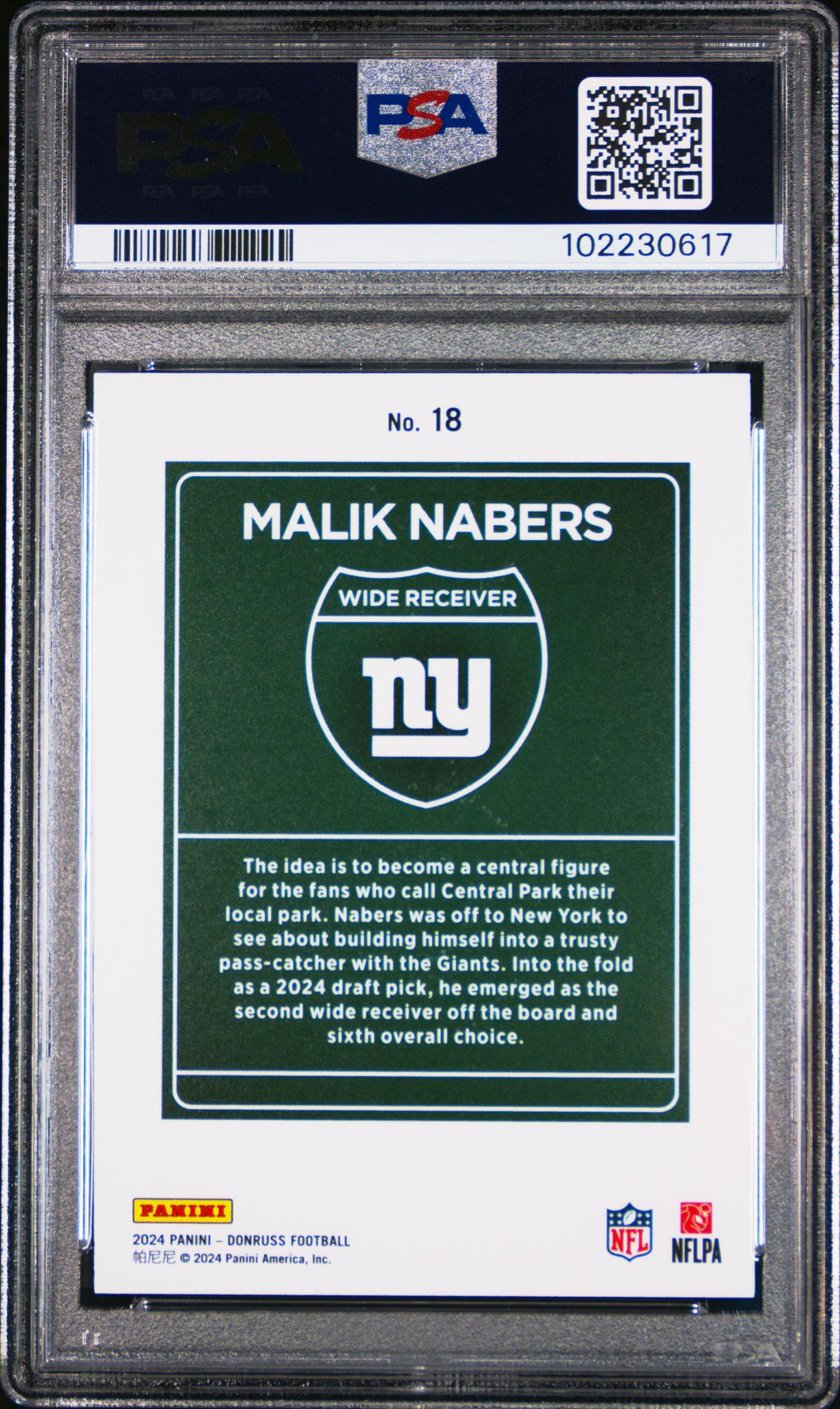 2024 Donruss Downtown! Malik Nabers #18 PSA 9