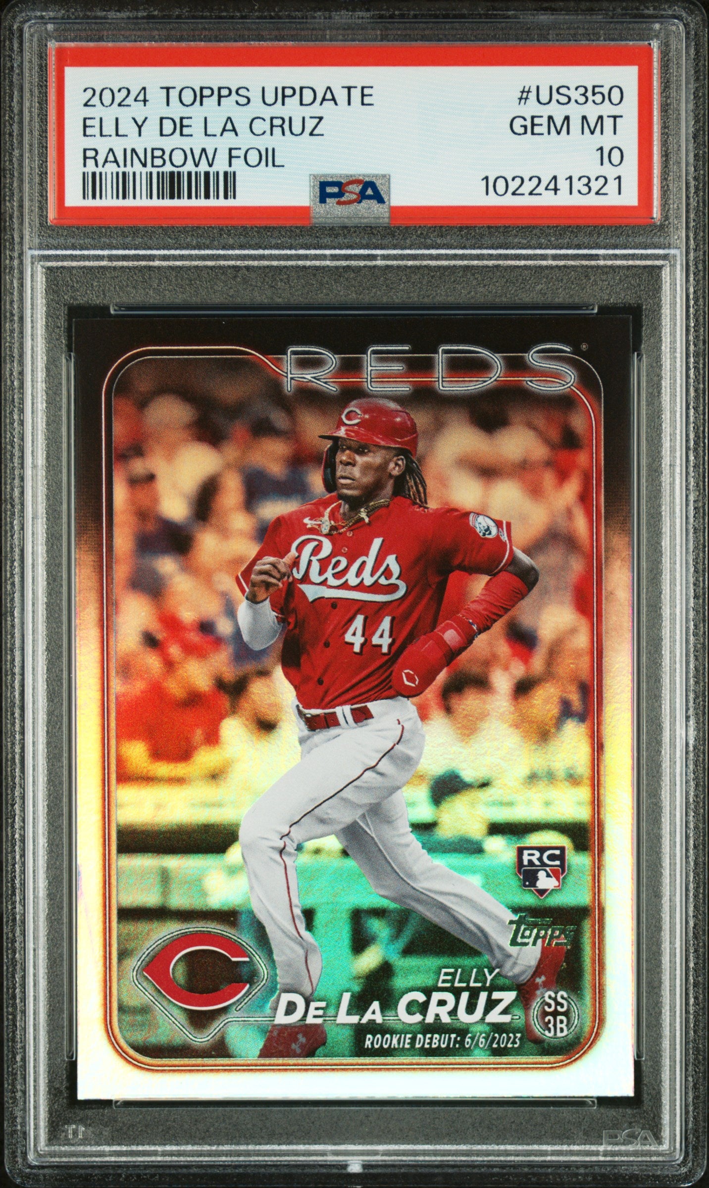 2024 Topps Update Rainbow Foil Elly De La Cruz #US350 PSA 10