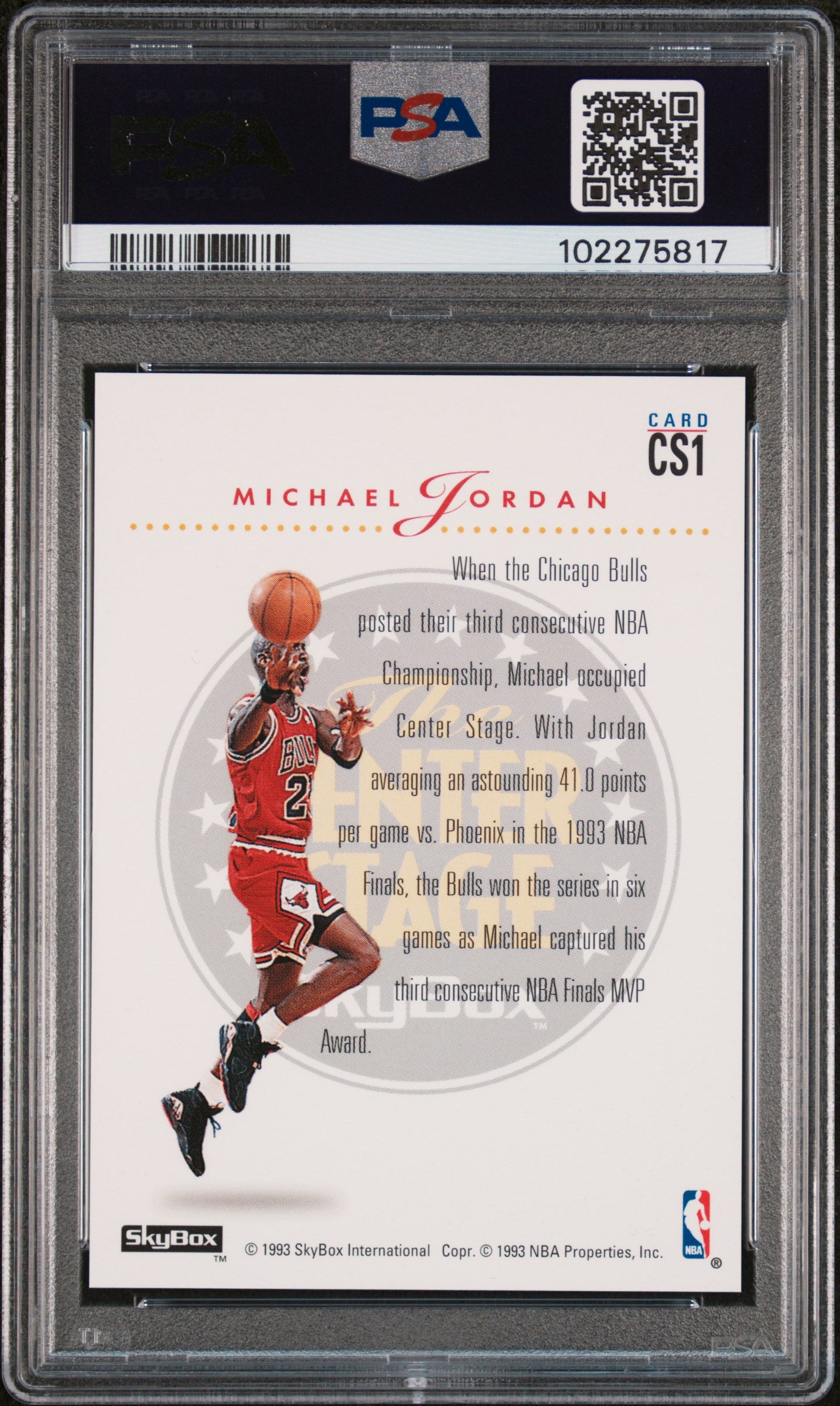 1993 SkyBox Premium Center Stage Michael Jordan #CS1 PSA 8