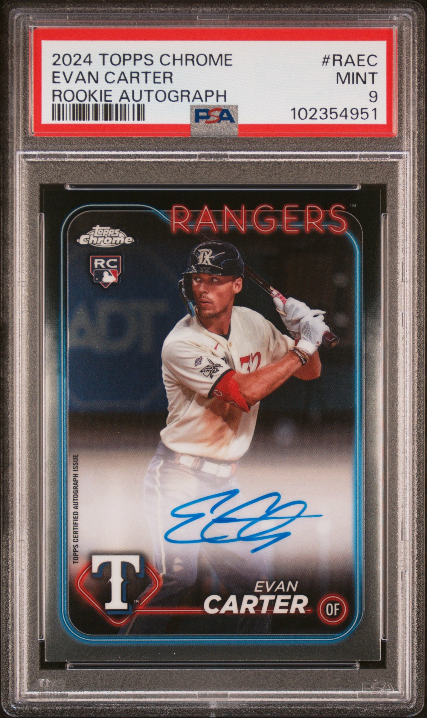 2024 Topps Chrome Evan Carter #RA-EC RC Auto PSA 9