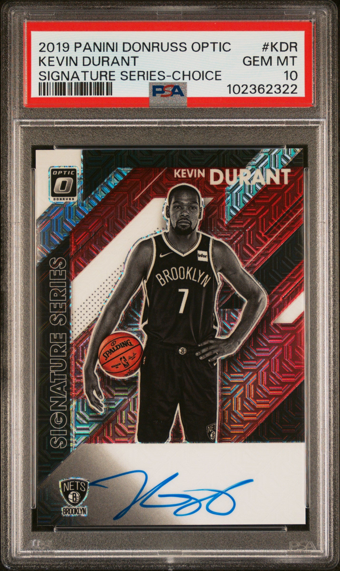 2019 Panini Donruss Optic Signature Kevin Durant #SS-KDR Auto PSA 10