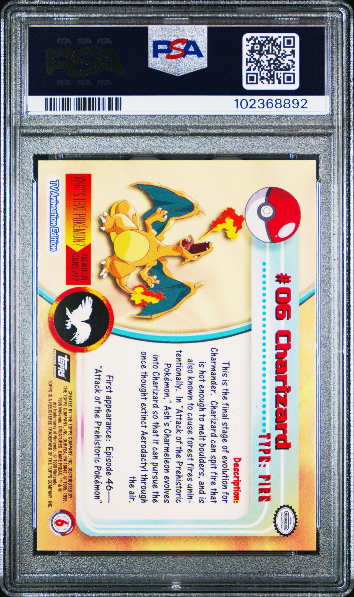 1999 Pokemon T.V. #6 Charizard PSA 7