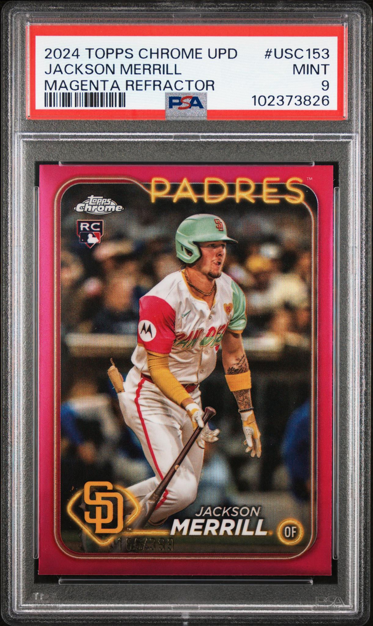 2024 Topps Chrome Update Magenta Refractor Jackson Merrill #USC153 RC PSA 9