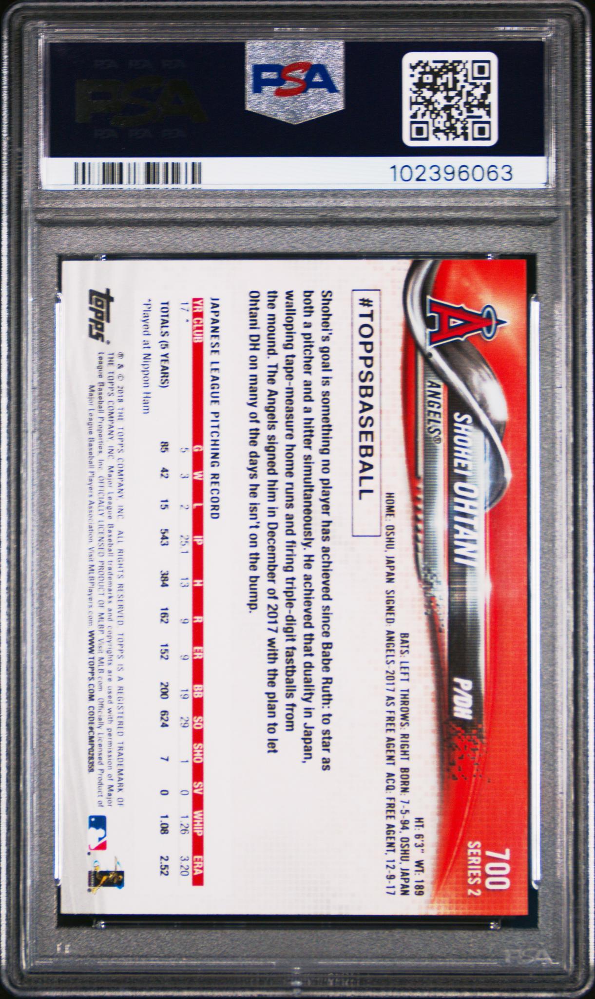2018 Topps Series 2 Shohei Ohtani #700 RC PSA 9