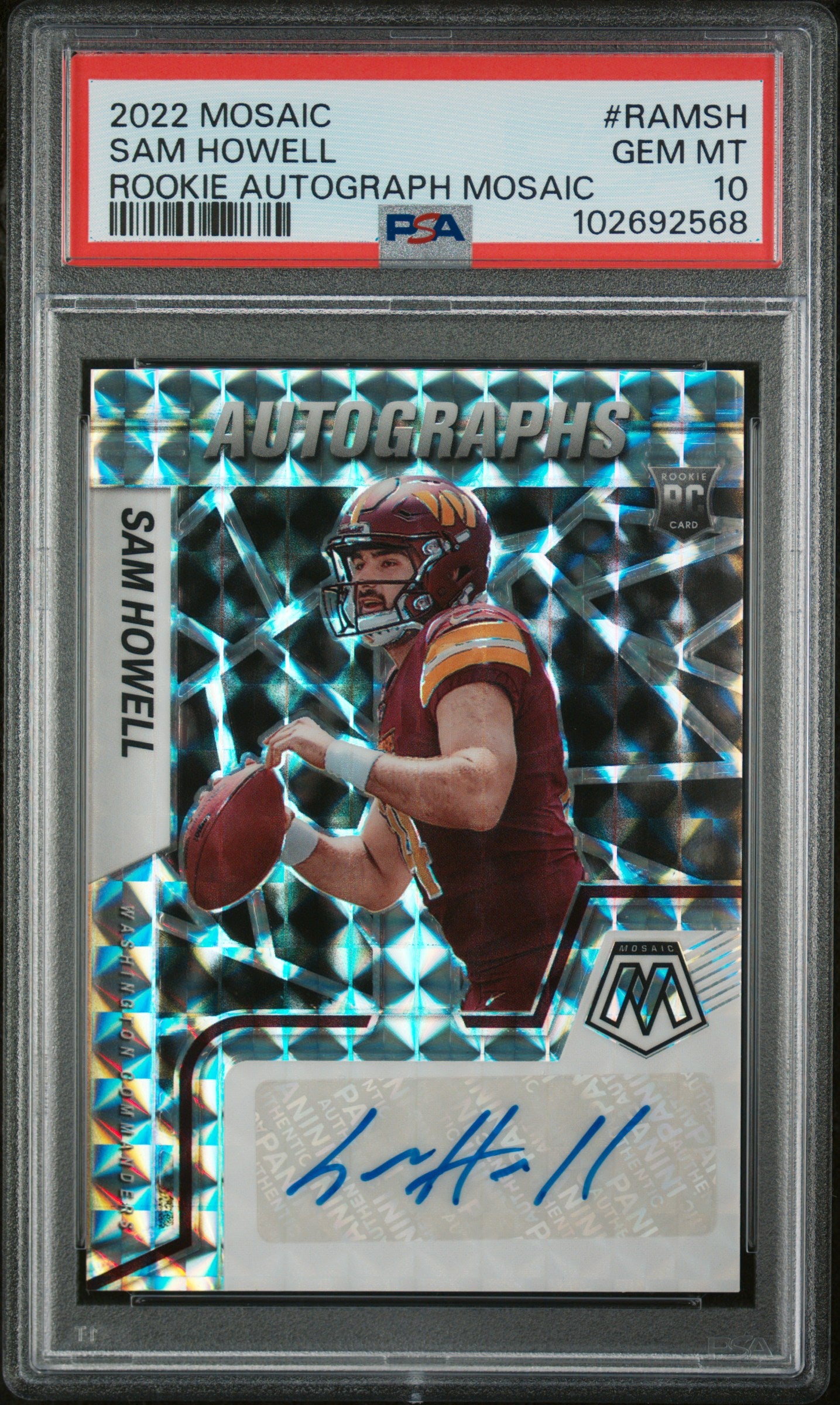 2022 Panini Mosaic Sam Howell #RAMSH RC Auto PSA 10