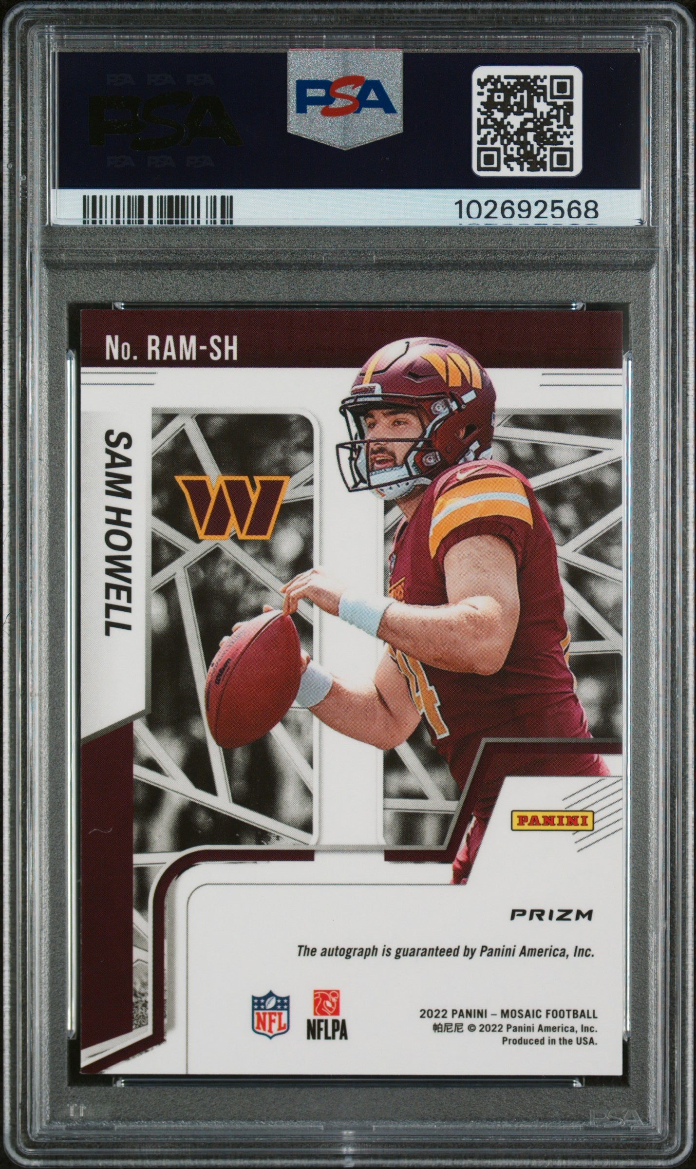 2022 Panini Mosaic Sam Howell #RAMSH RC Auto PSA 10