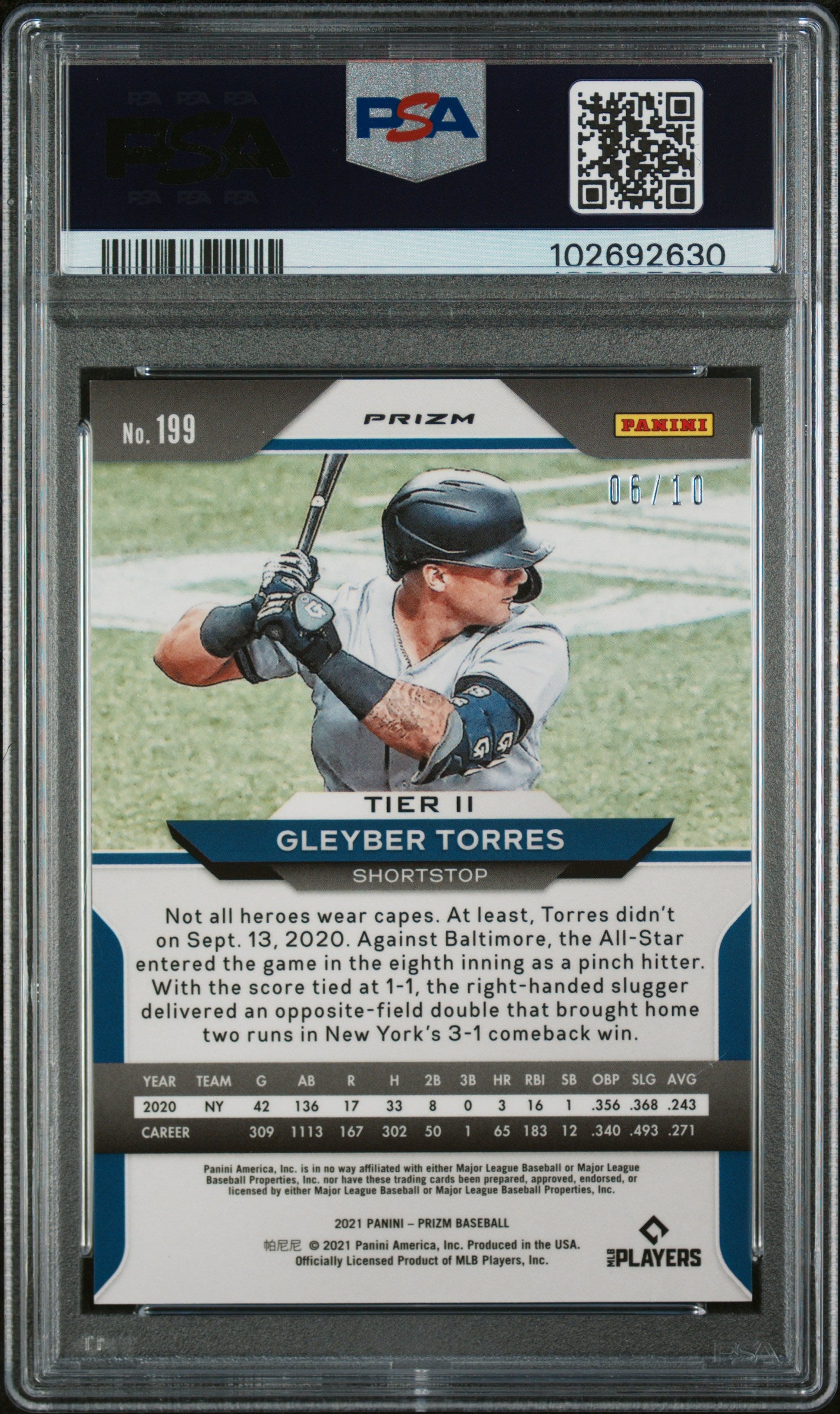 2021 Panini Prizm #199 Gleyber Torres Gold Donut Circles PSA 9