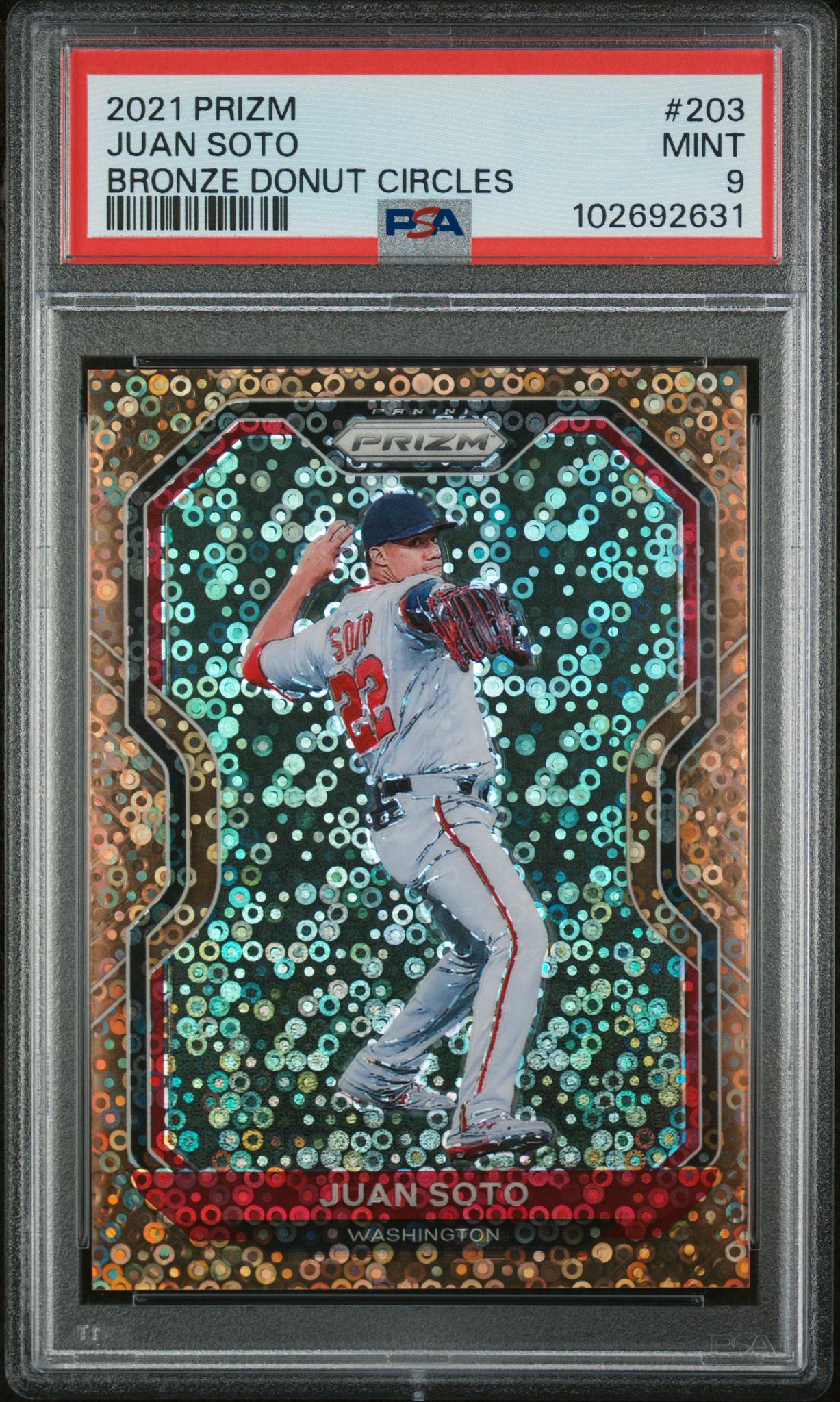 2021 Panini Prizm Bronze Donut Circles Juan Soto #203 /40 PSA 9