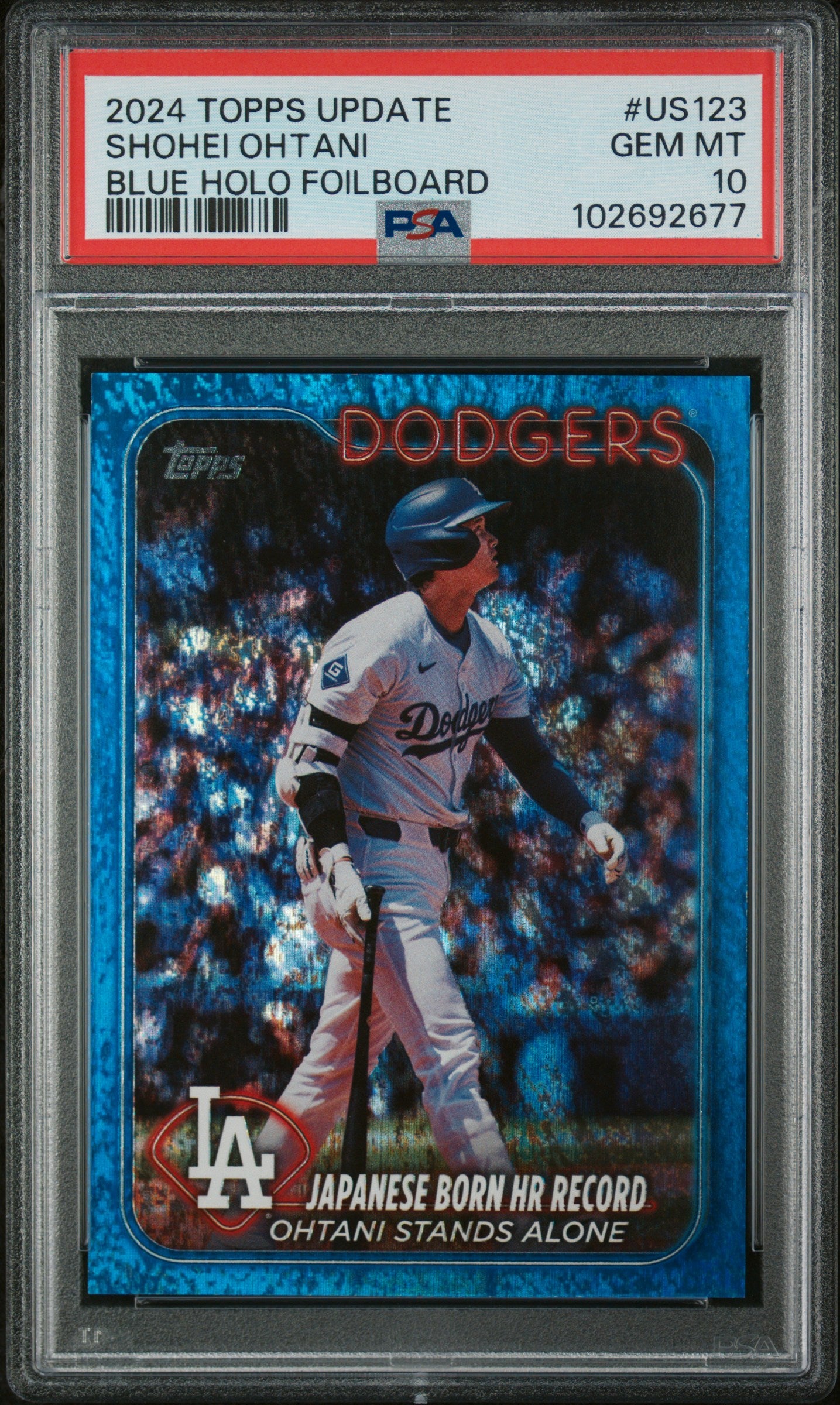 2024 Topps Update Blue Holo Foilboard Shohei Ohtani #US123 /999 PSA 10