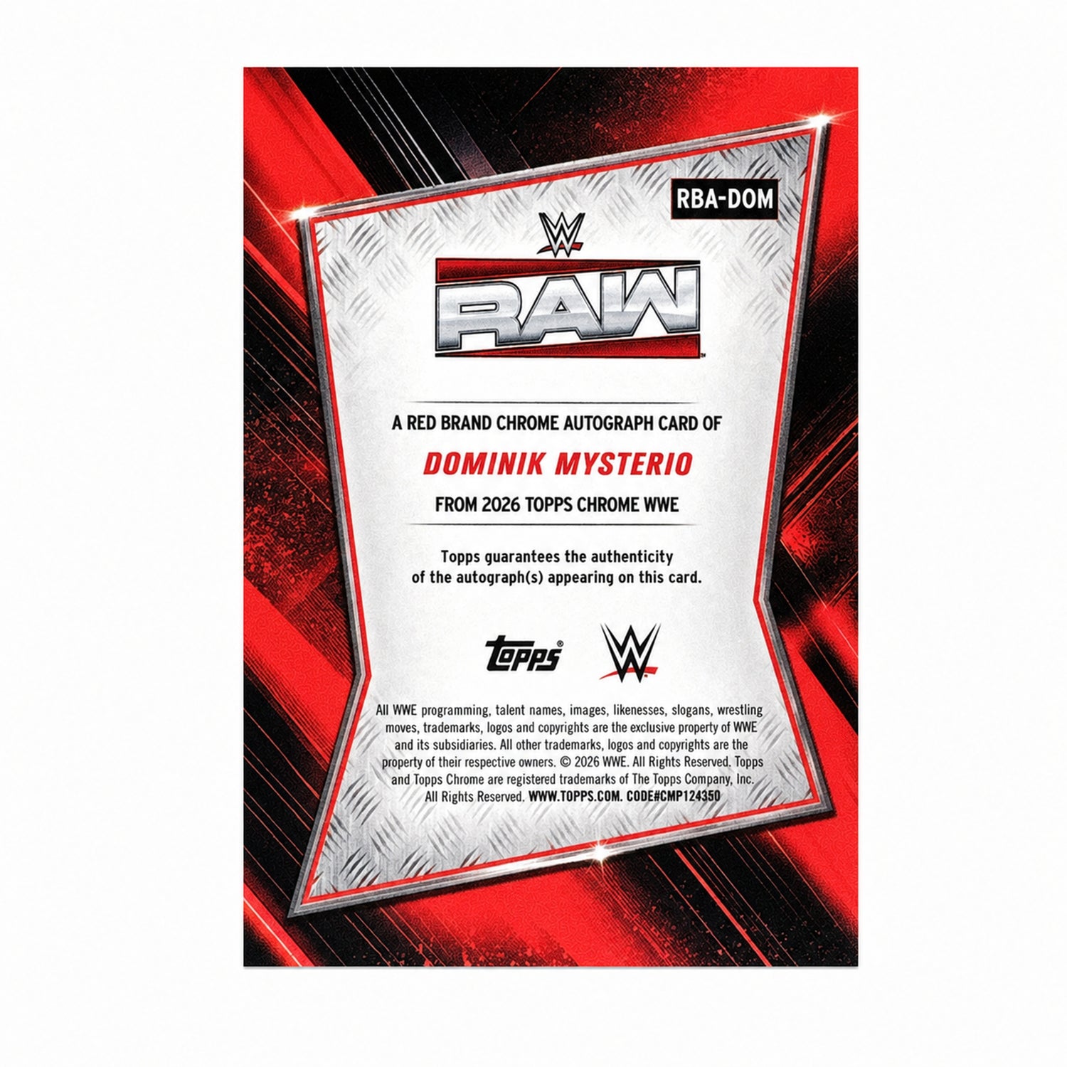 2026 Topps Chrome WWE Sapphire Dominik Mysterio Auto Black Refractor /10