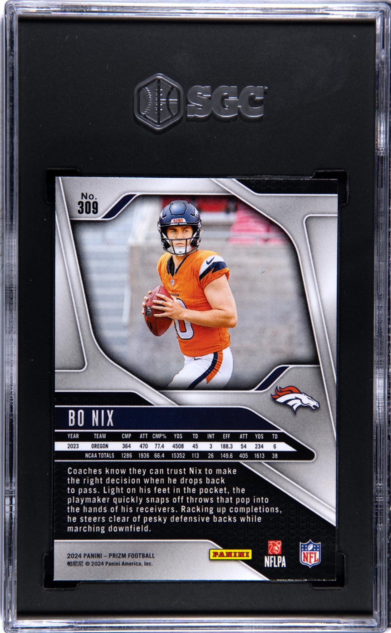 2024 Panini Prizm Bo Nix #309 RC SGC 9.5
