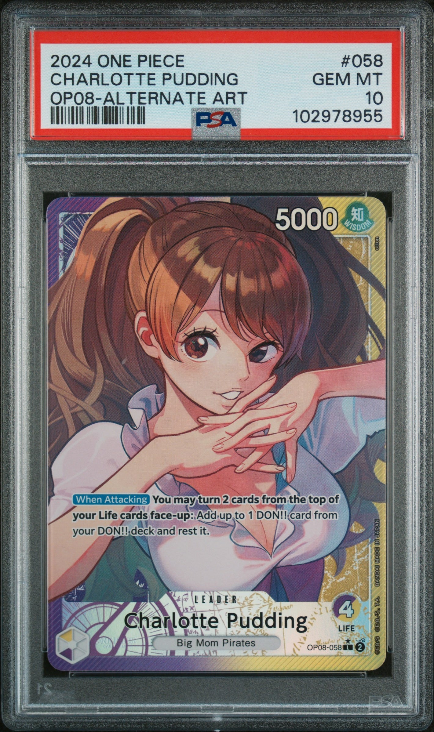 2024 One Piece Two Legends #58 Charlotte Pudding Op08-Alternate Art PSA 10