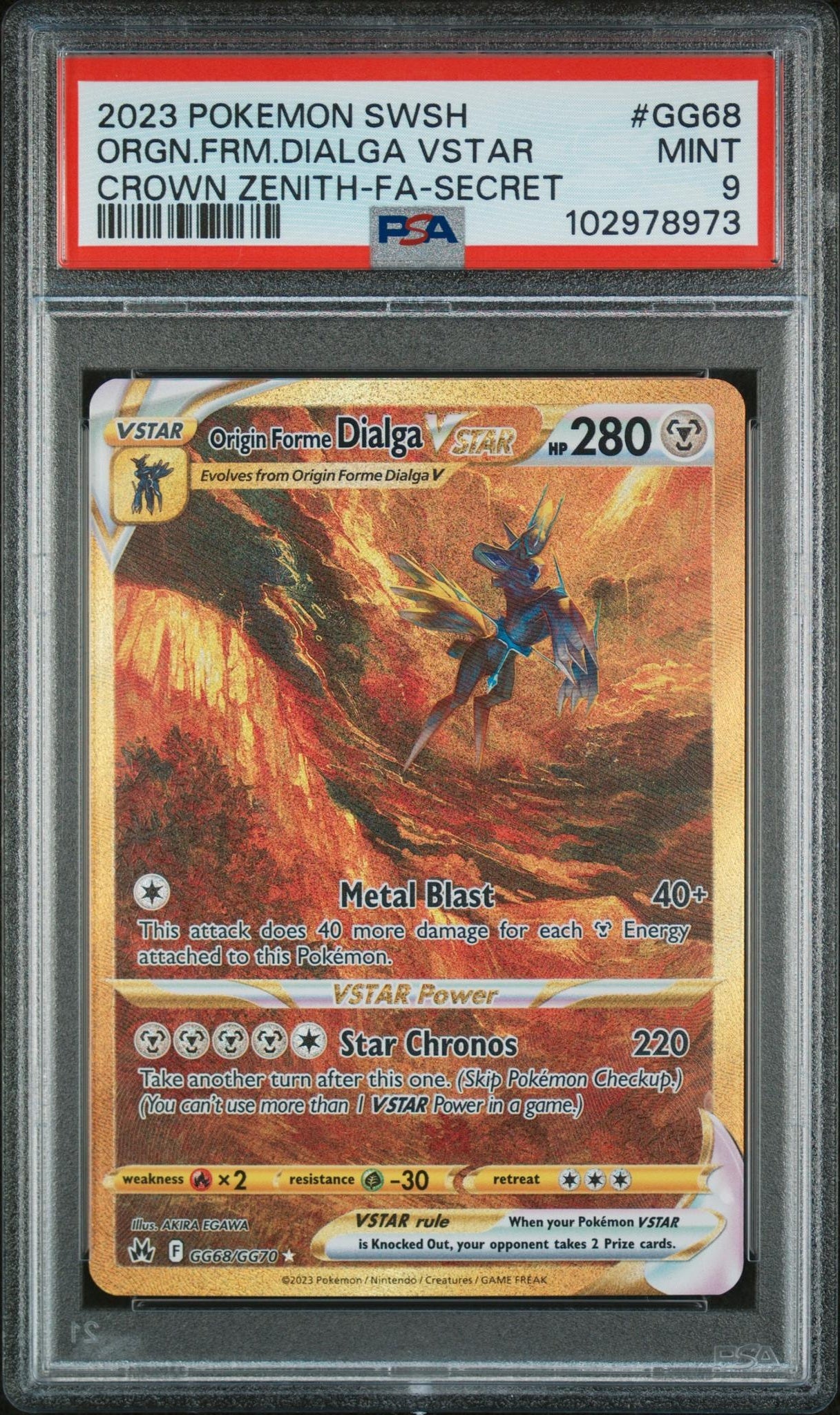 2023 Pokemon Sword and Shield #GG68 Origin Forme Dialga V Crown Zenith PSA 9