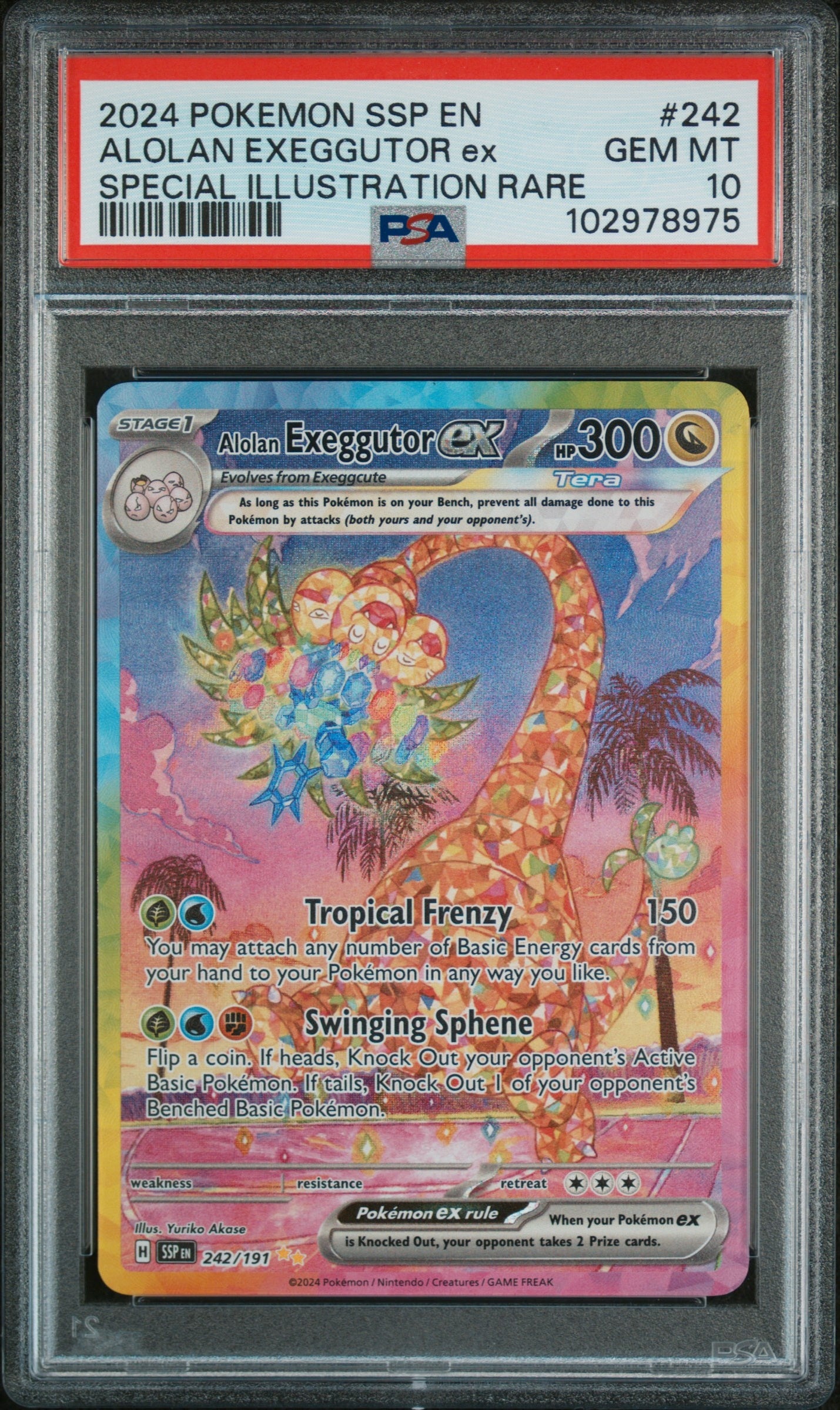 2024 Pokemon Ssp En-Surging Sparks #242 Alolan Exeggutor Ex Special Illustration Rare PSA 10