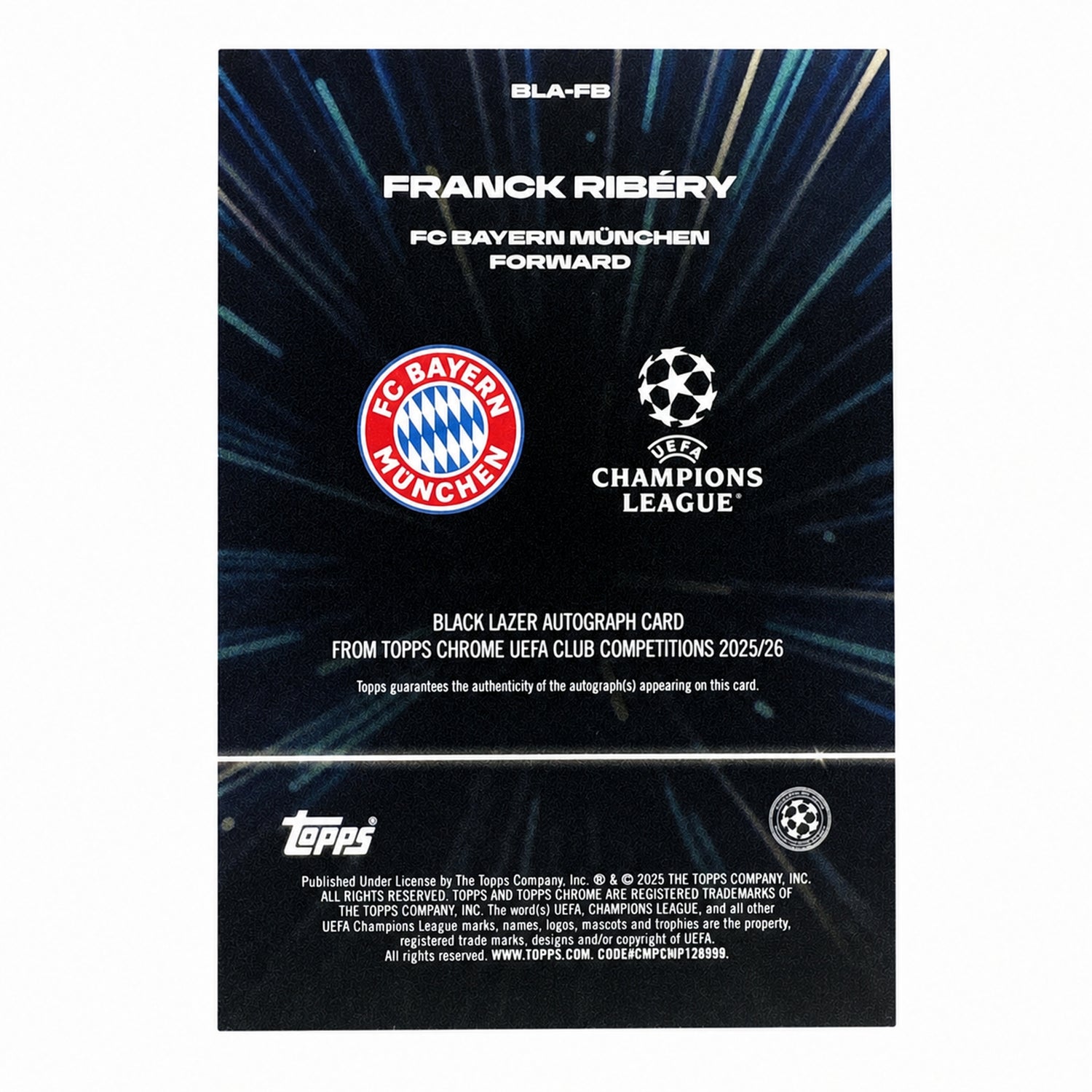 2025 Topps Chrome UCC Franck Ribery Black Lazer Auto Neon Green Refractor /99