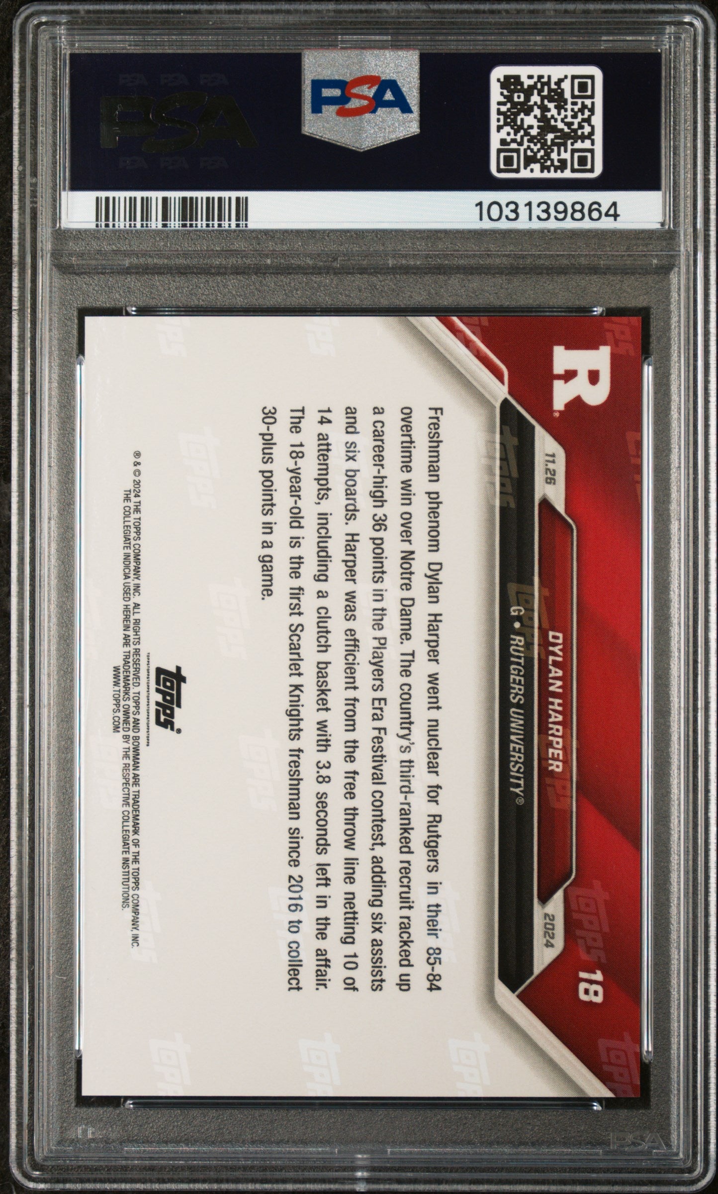 2024 Bowman U Now Dylan Harper #18 PSA 10