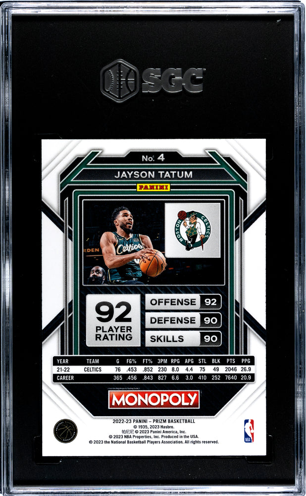 2022-23 Panini Prizm Monopoly #4 Jayson Tatum SGC 9.5