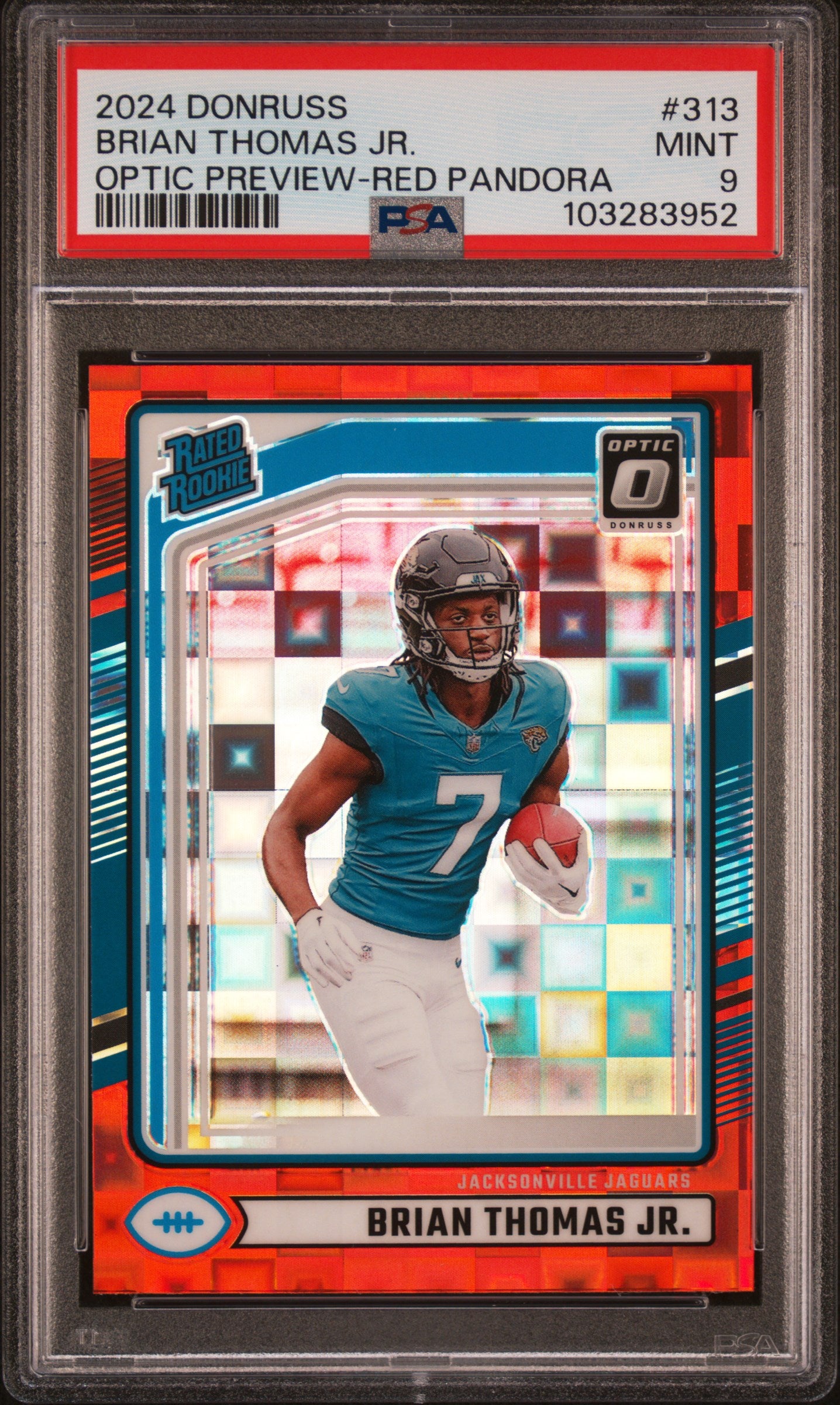 2024 Panini Donruss Optic Preview Red Pandora Brian Thomas Jr. #313 RC PSA 9