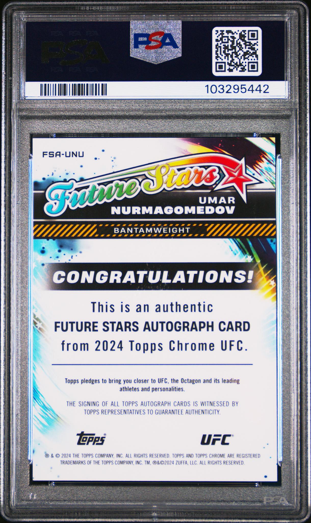 2024 Topps Chrome #FSAUNU Umar Nurmagomedov Future Stars /5 PSA 9