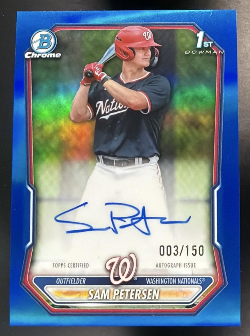 2026 Bowman Sam Petersen #CPA-SP Chrome Auto Blue Refractor /150 1st Prospect