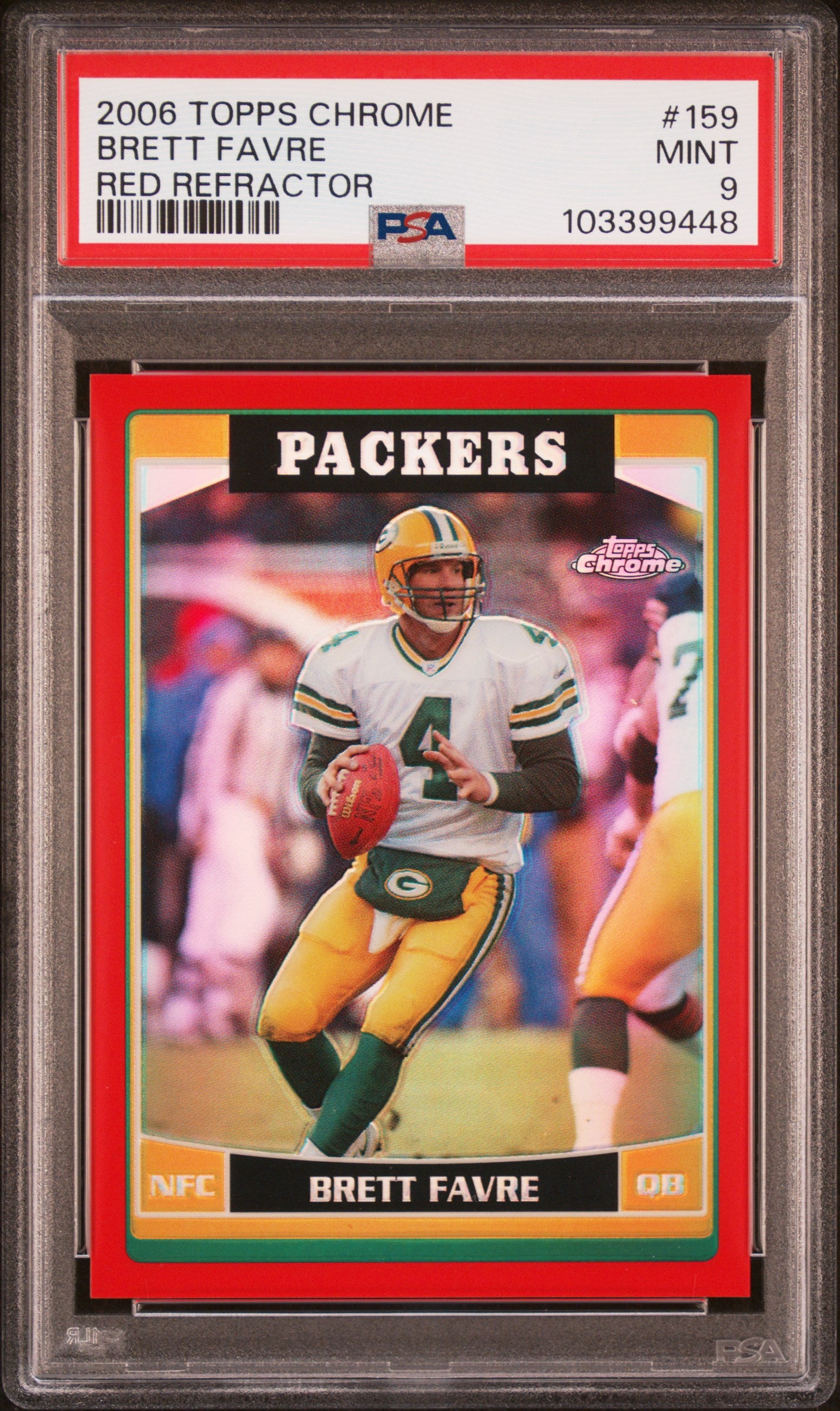 2006 Topps Chrome Brett Favre Red Refractor #159 /259 PSA 9