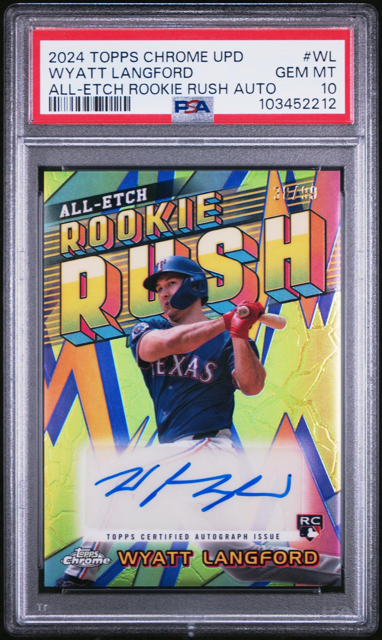 2024 Chrome Update All Etch Rookie Rush Autographs Wyatt Langford #CURRWL /99 PSA 10