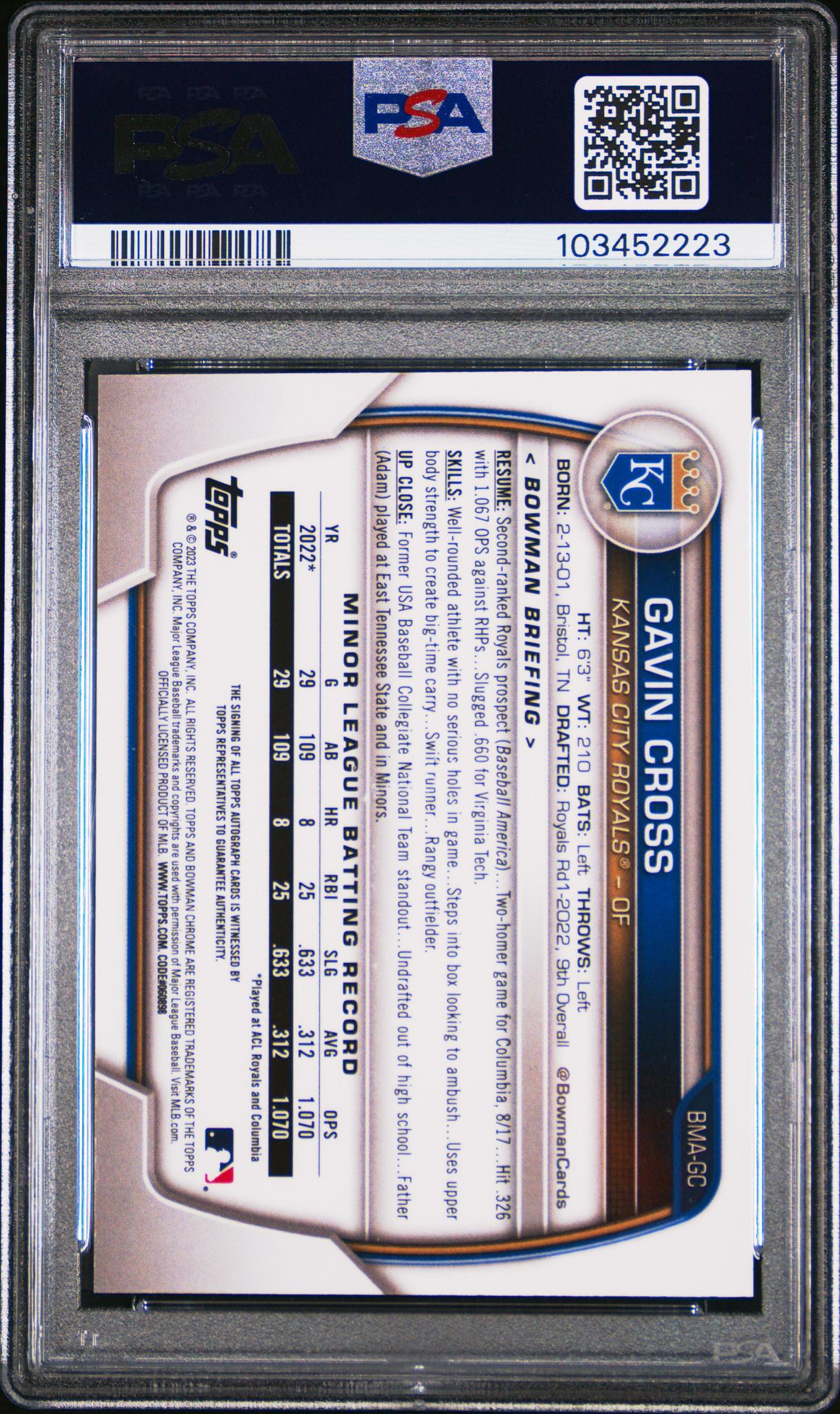 2023 Bowman #GC Gavin Cross Mega Box PSA 10