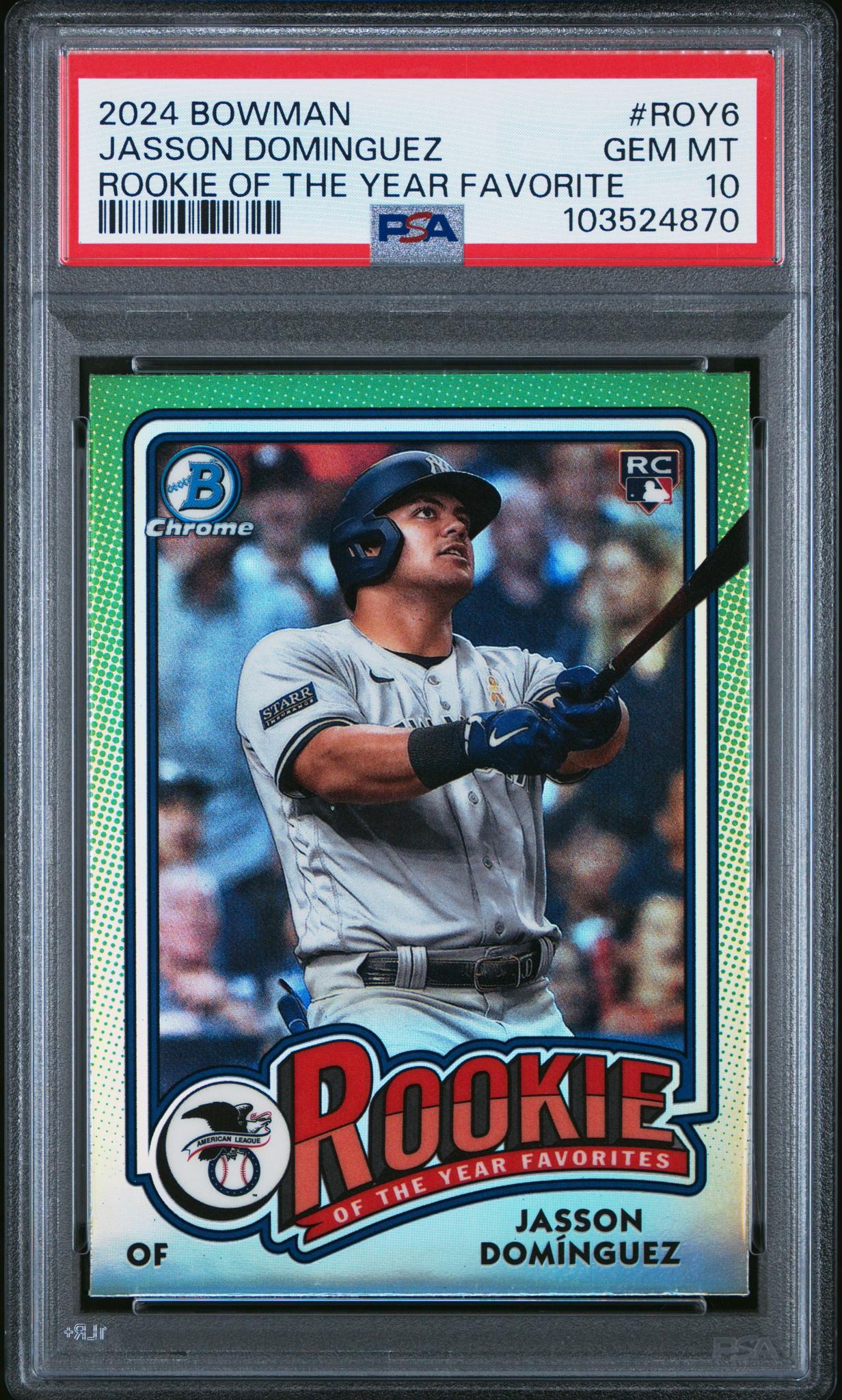 2024 Bowman Chrome Rookie of the Year Favorites Jasson Dominguez #ROY6 RC PSA 10