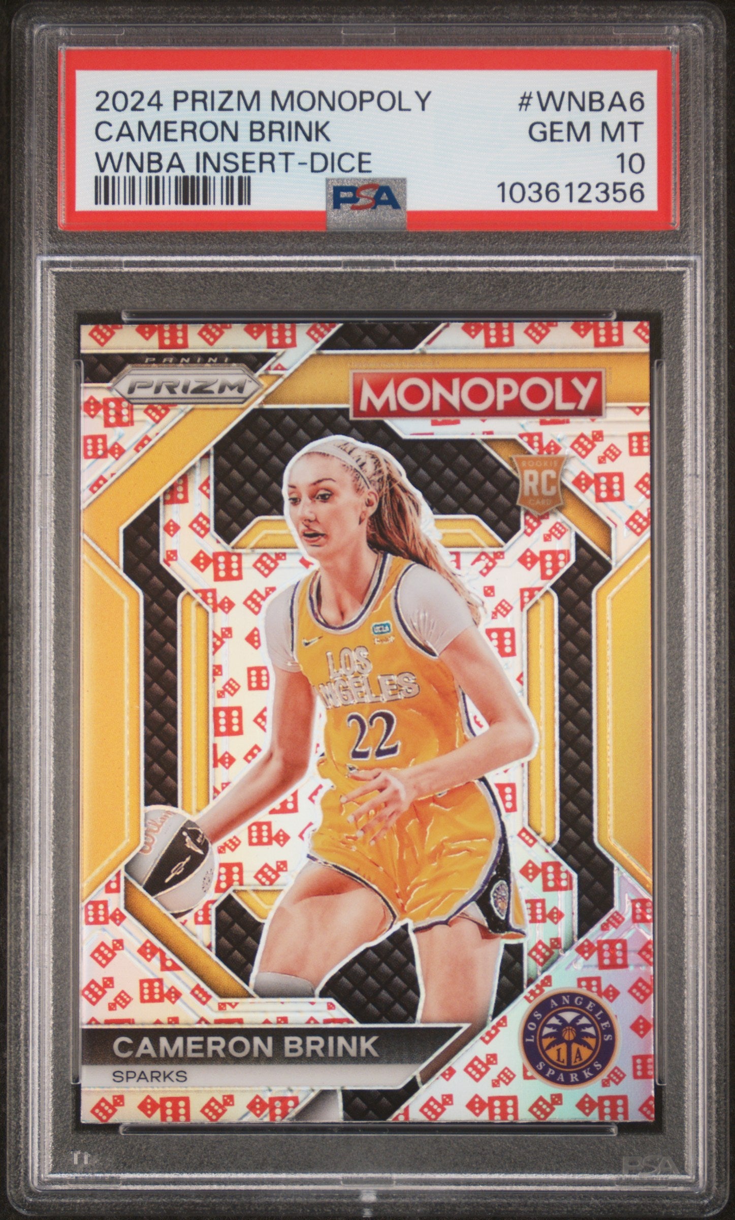 2024 Panini Prizm Monopoly Dice Cameron Brink #WNBA6 RC PSA 10