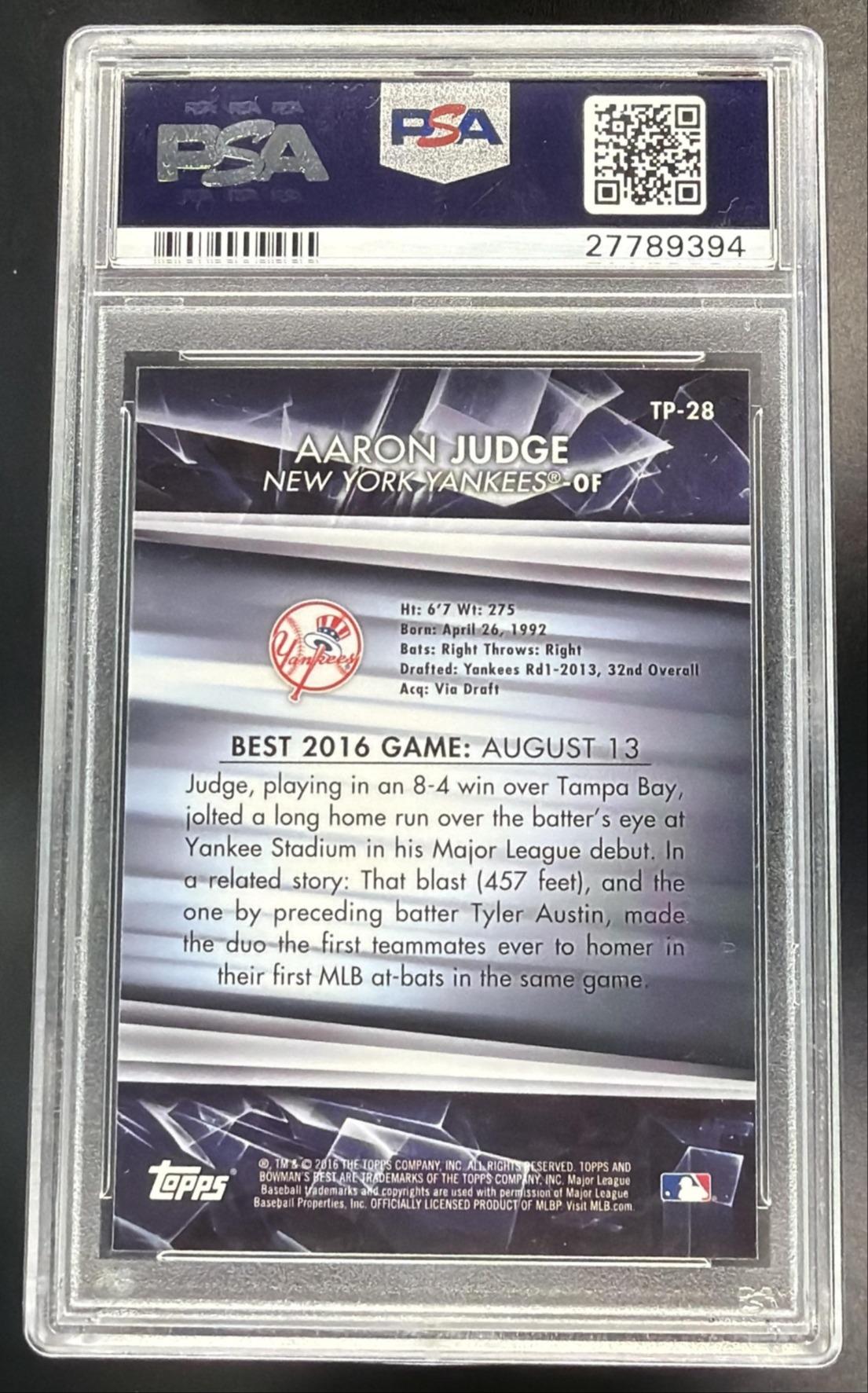2016 Bowman's Best Top Prospects Aaron Judge #TP28 PSA 10
