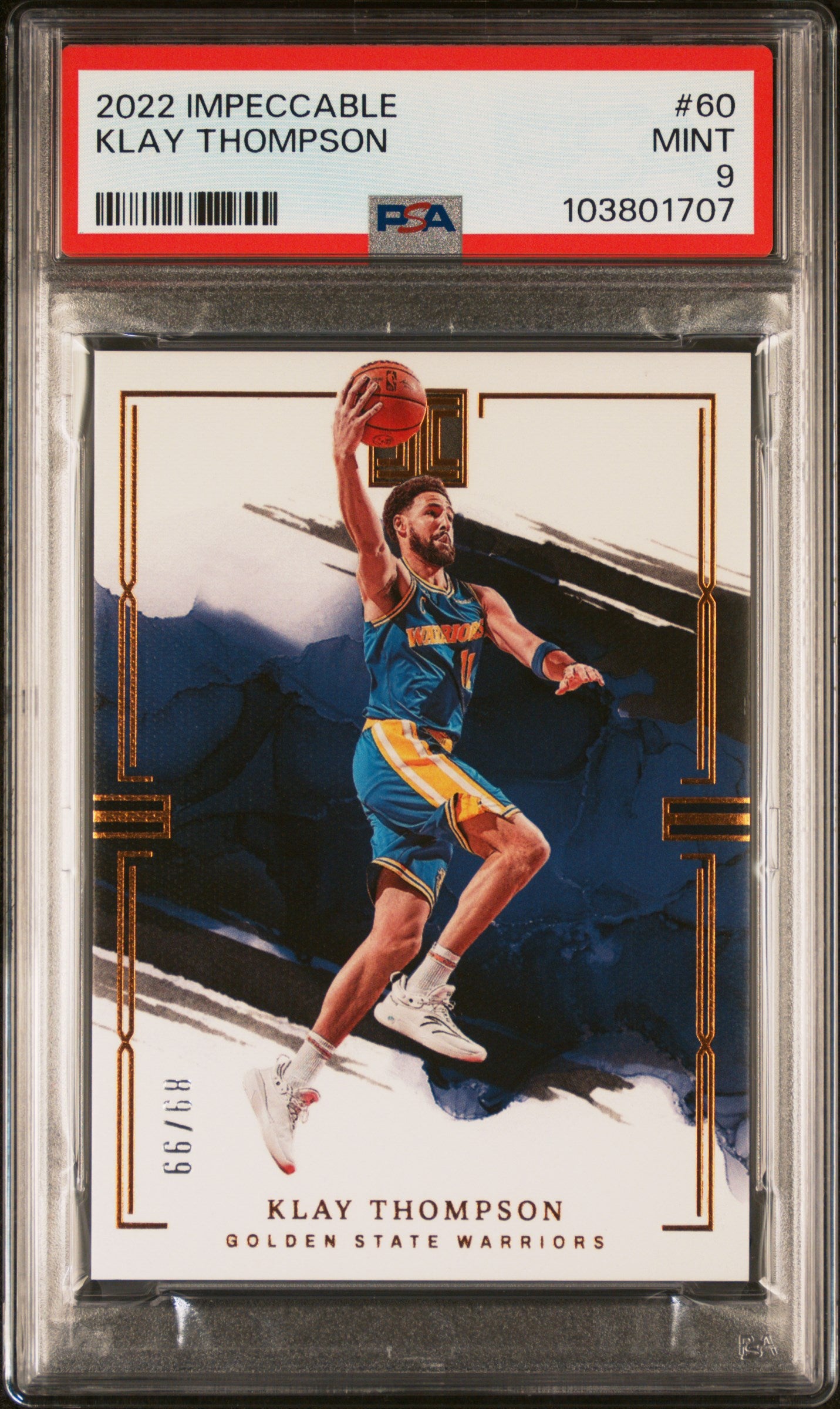 2022 Panini Impeccable Klay Thompson #60 /99 PSA 9