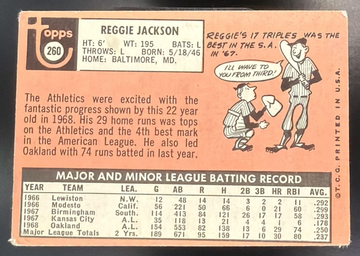 1969 Topps Reggie Jackson #260 RC Athletics