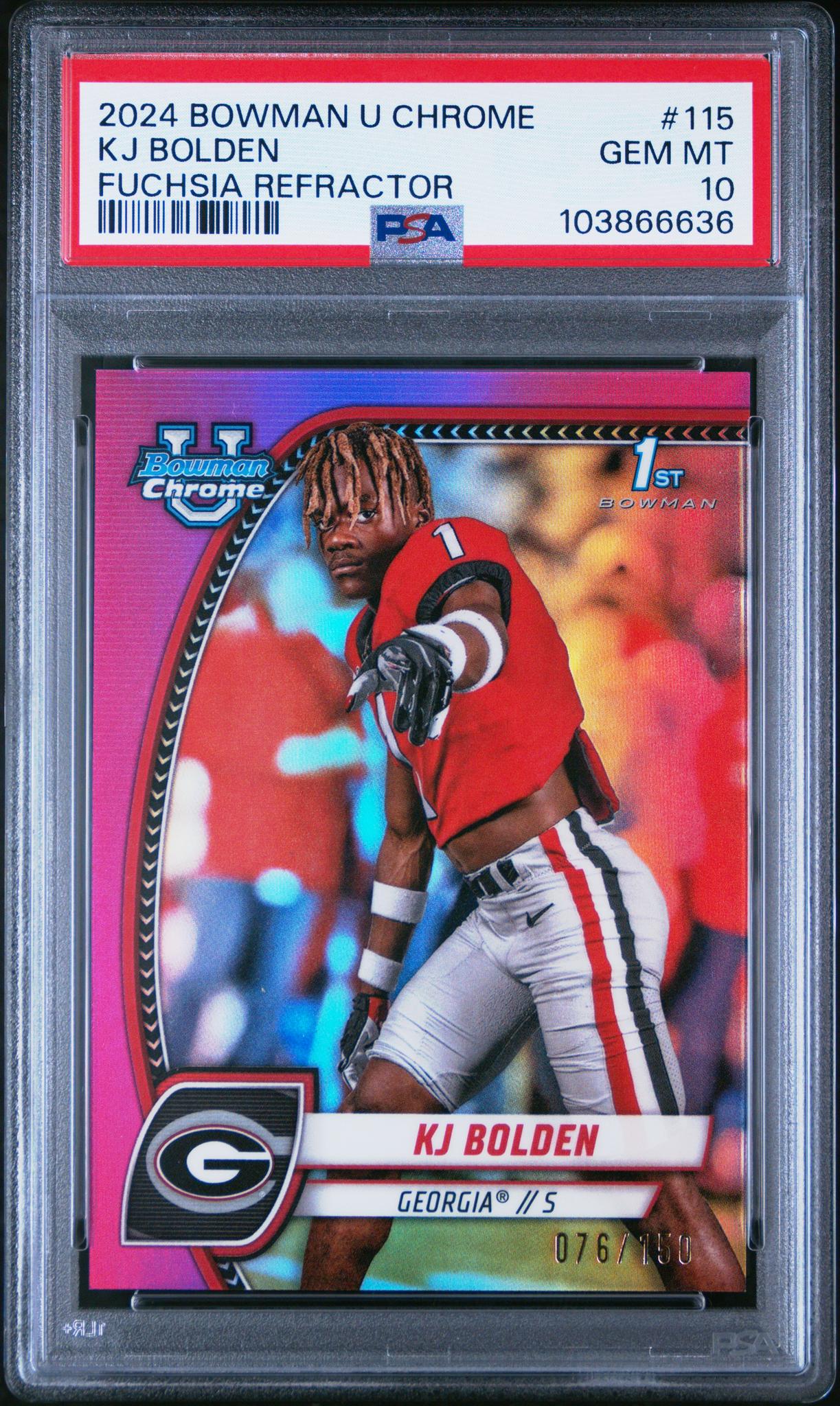 2024 Bowman U Chrome Fuchsia Refractor KJ Bolden #115 76/150 PSA 10