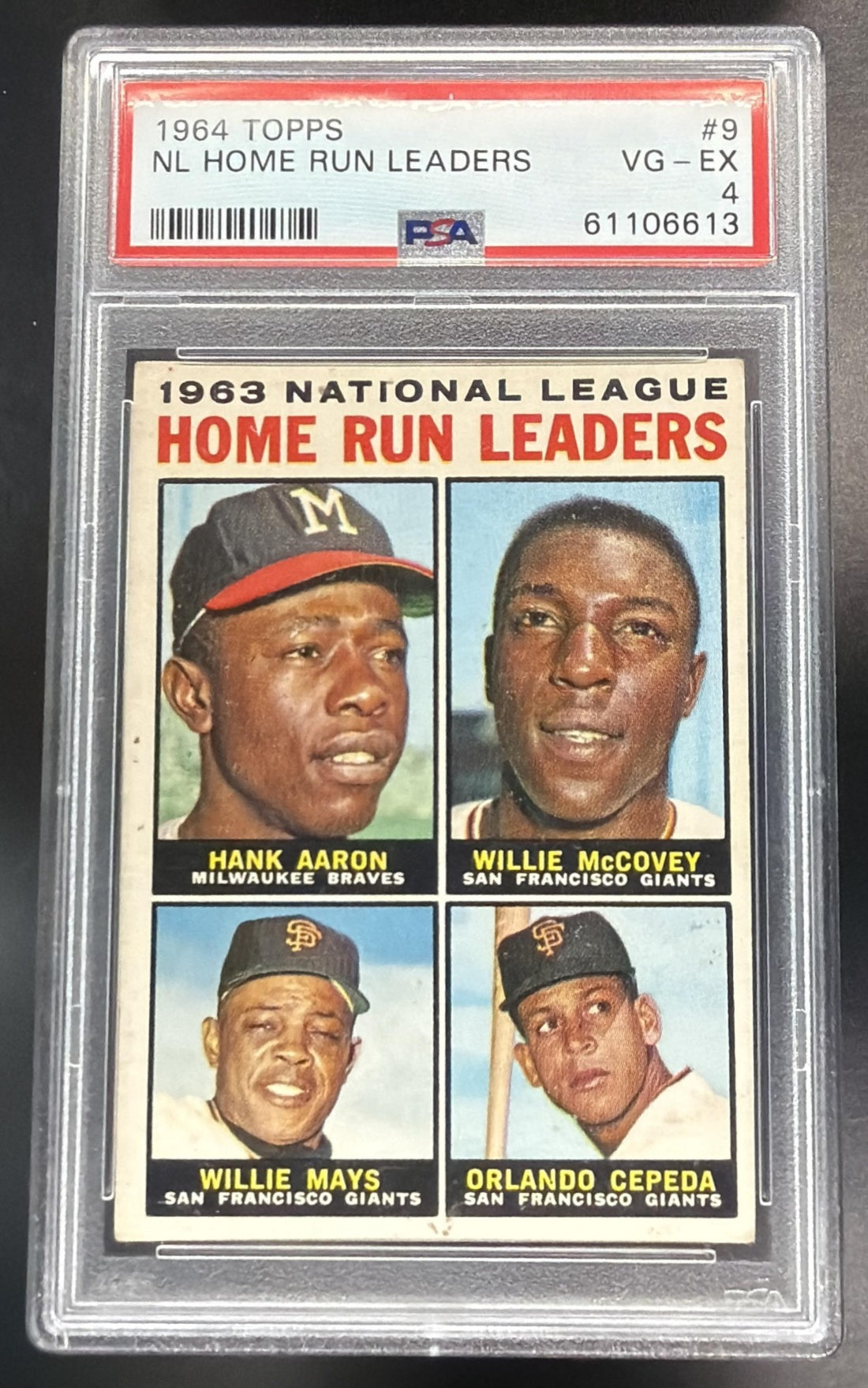 1964 Topps Hank Aaron/Willie Mccovey/Willie Mays/Orlando Cepeda #9 PSA 4
