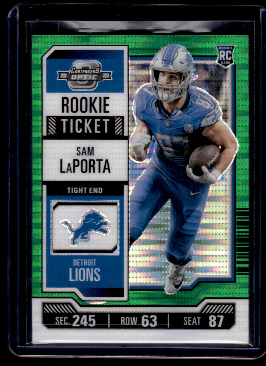 2023 Panini Contenders Optic Rookie Ticket Green Pulsar Sam LaPorta #89 RC /35