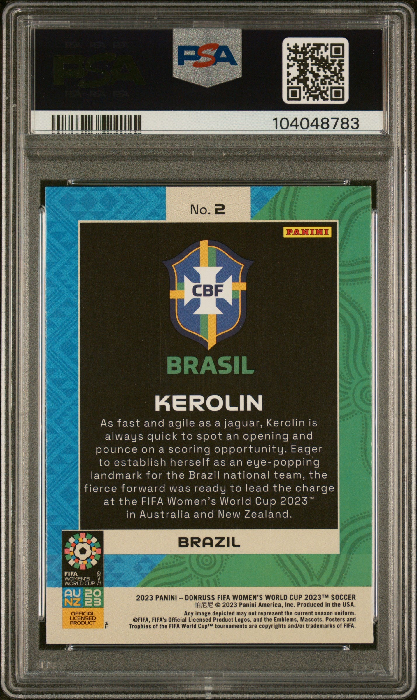 2023 Panini Donruss FIFA Women's World Cup National Landmarks Kerolin #2 PSA 9
