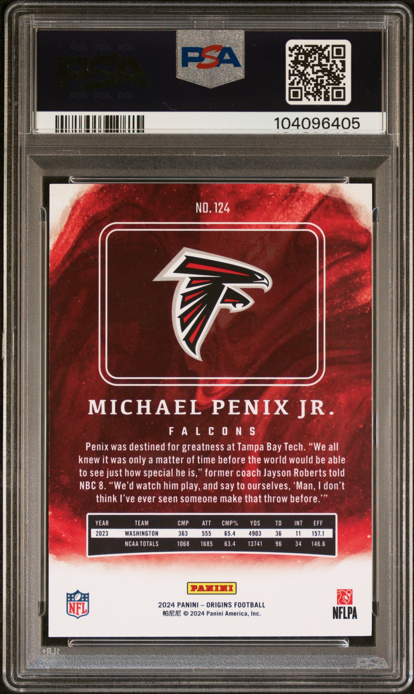2024 Panini Origins Michael Penix Jr. #124 RC PSA 10